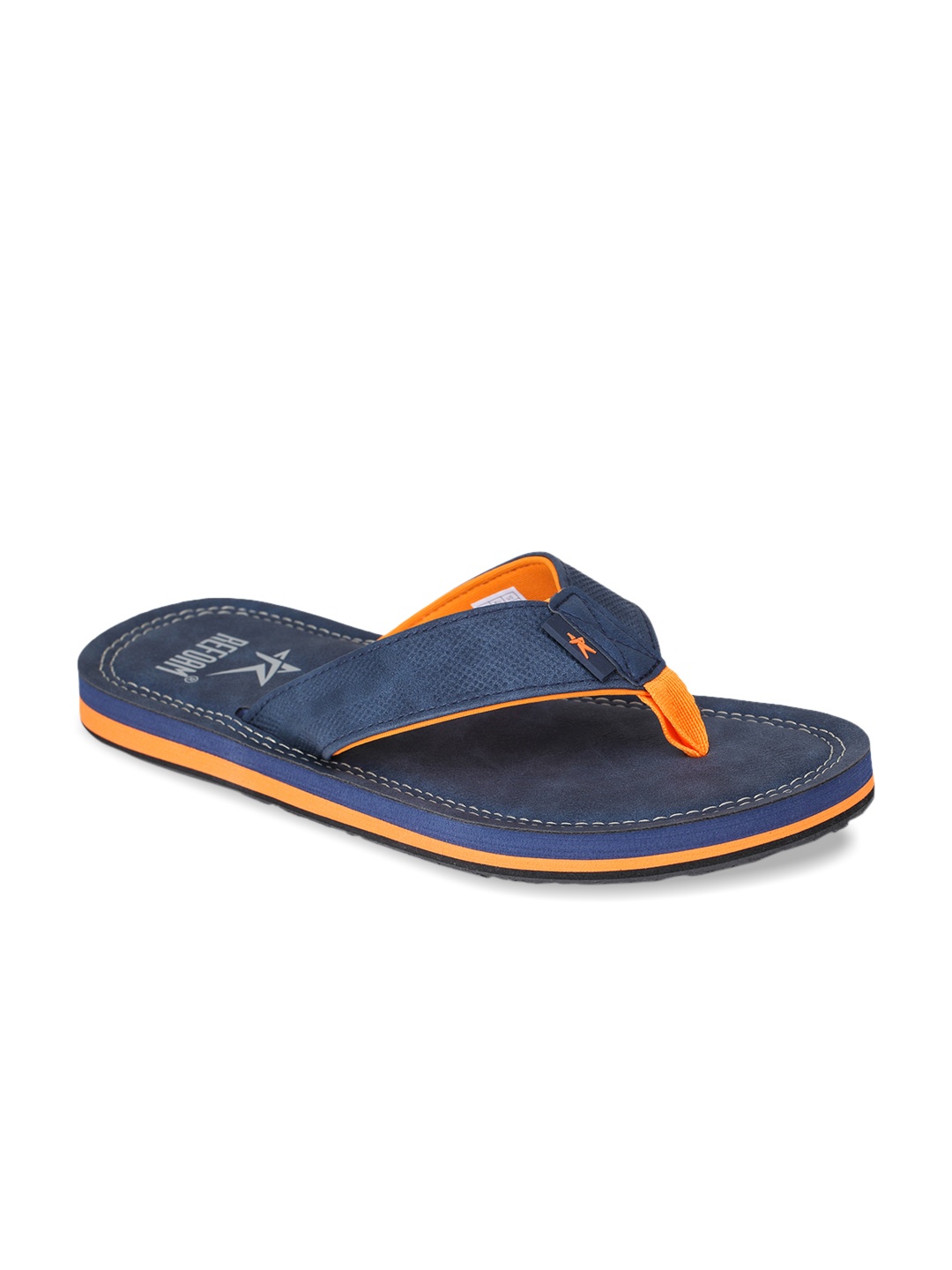 REFOAM Men Navy Blue Solid Thong Flip-Flops