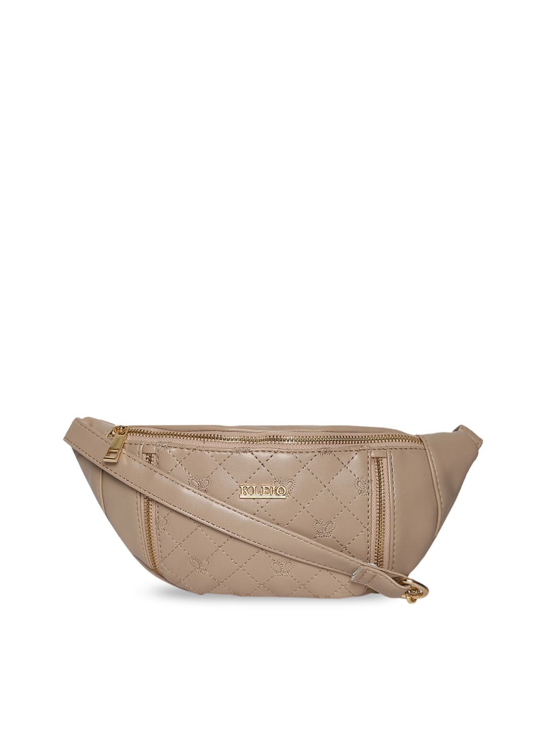 KLEIO Quilted Sling Waist Bag, Beige