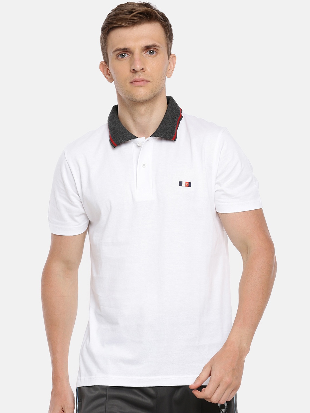ACTIMAXX Men White Solid Polo Collar Pure Cotton T-shirt
