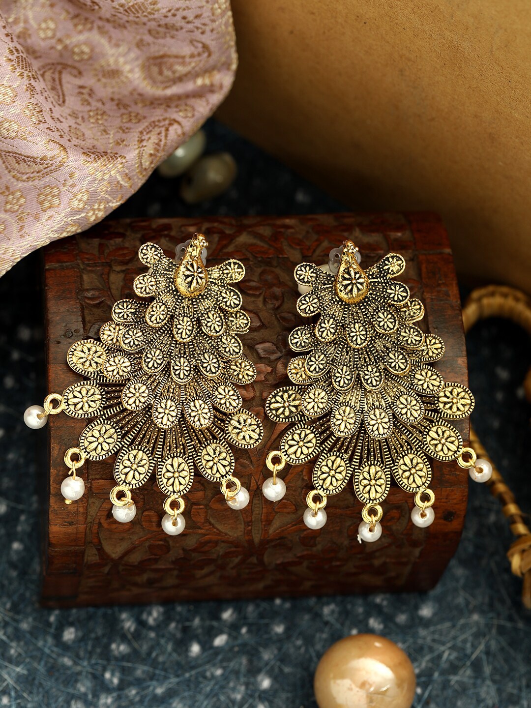 ANIKAS CREATION Gold-Plated Contemporary Studs