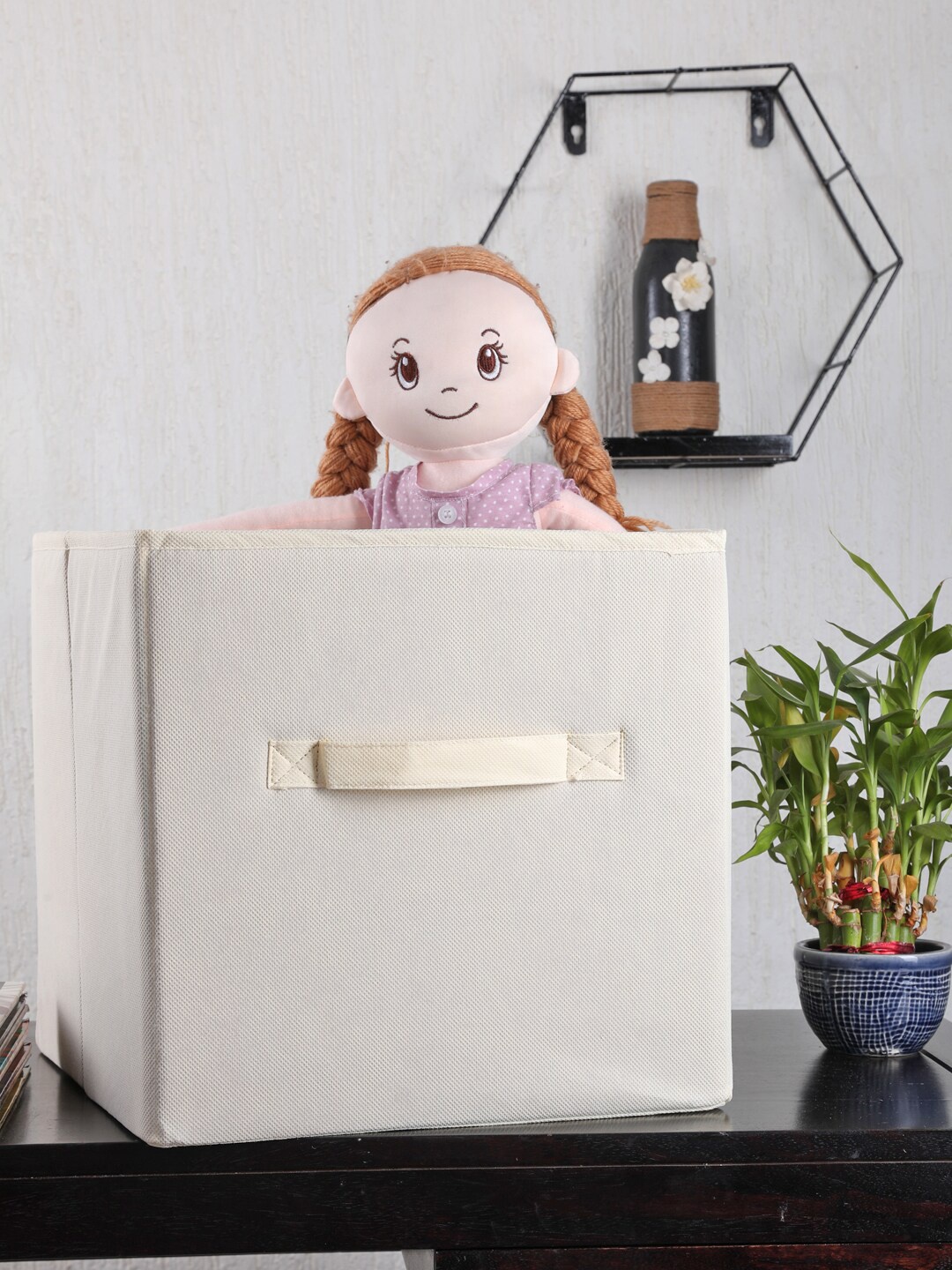 My Gift Booth Set Of 2 Off-White Solid Storage Bins