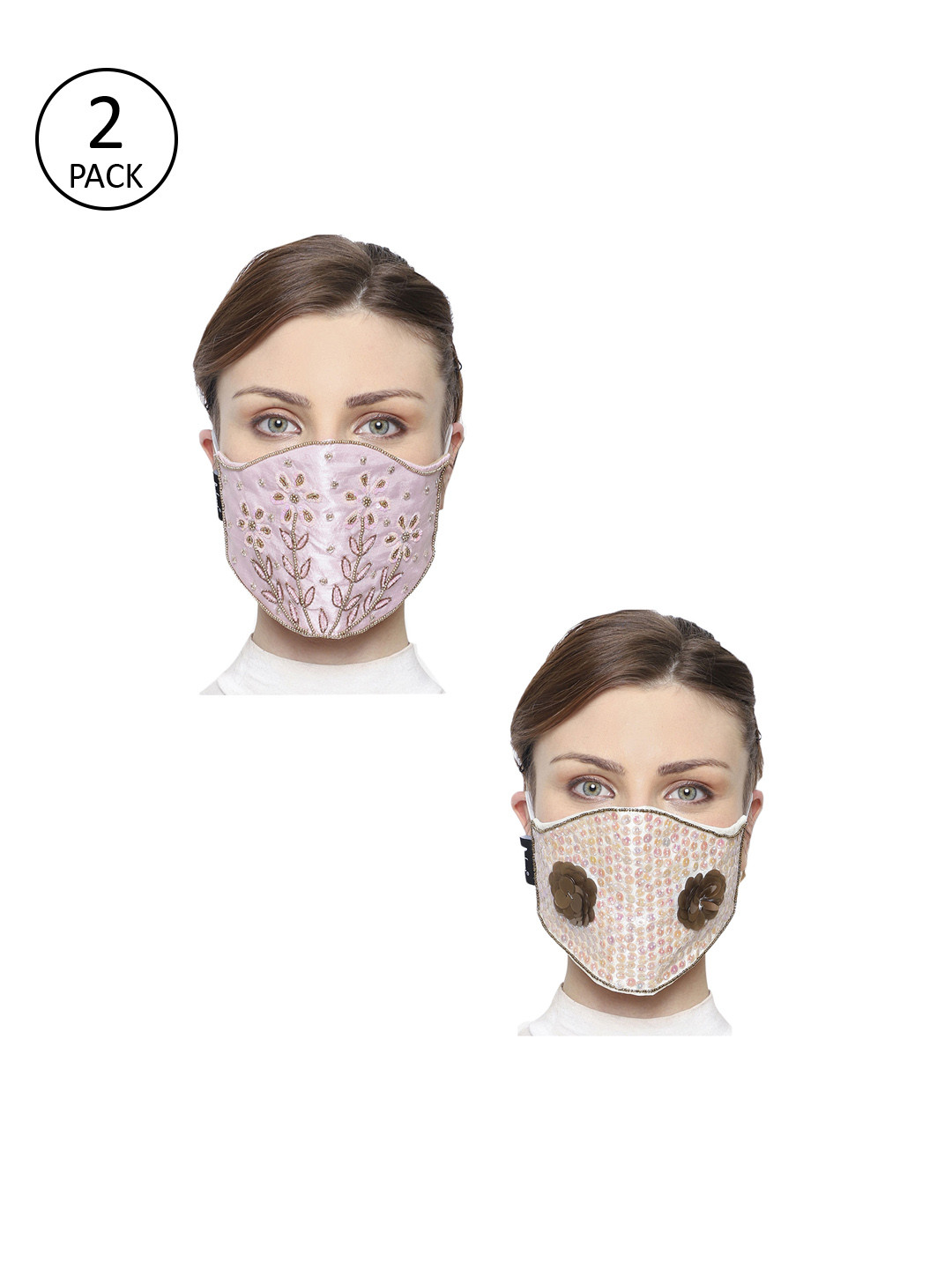 Anekaant Women Pack of 2 Pcs Multicoloured Embellished Reusable 3-Ply Cloth Masks, Multi
Anekaant Women Pack of 2 Pcs Multicoloured Embellished Reusable 3-Ply Cloth Masks, Multi