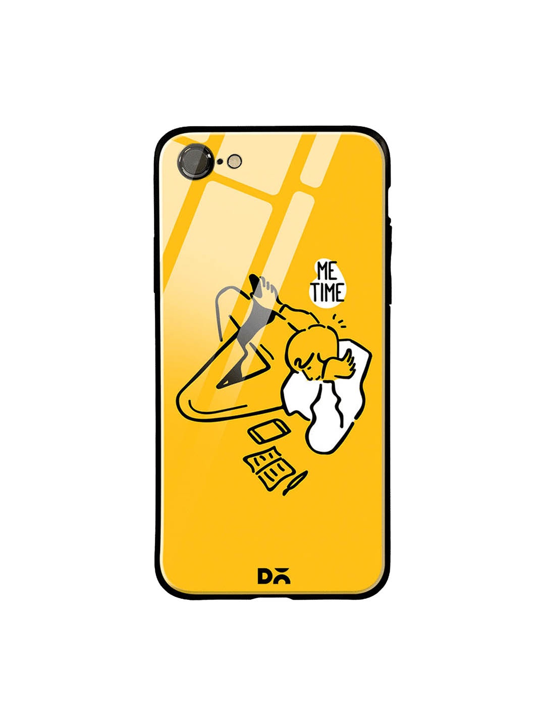 DailyObjects Yellow & Black Me Time iPhone 7 Glass Cover