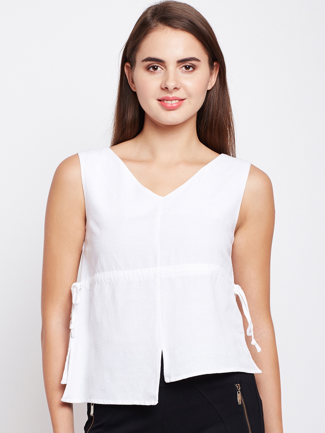 Oxolloxo Women White Solid High-Low Top