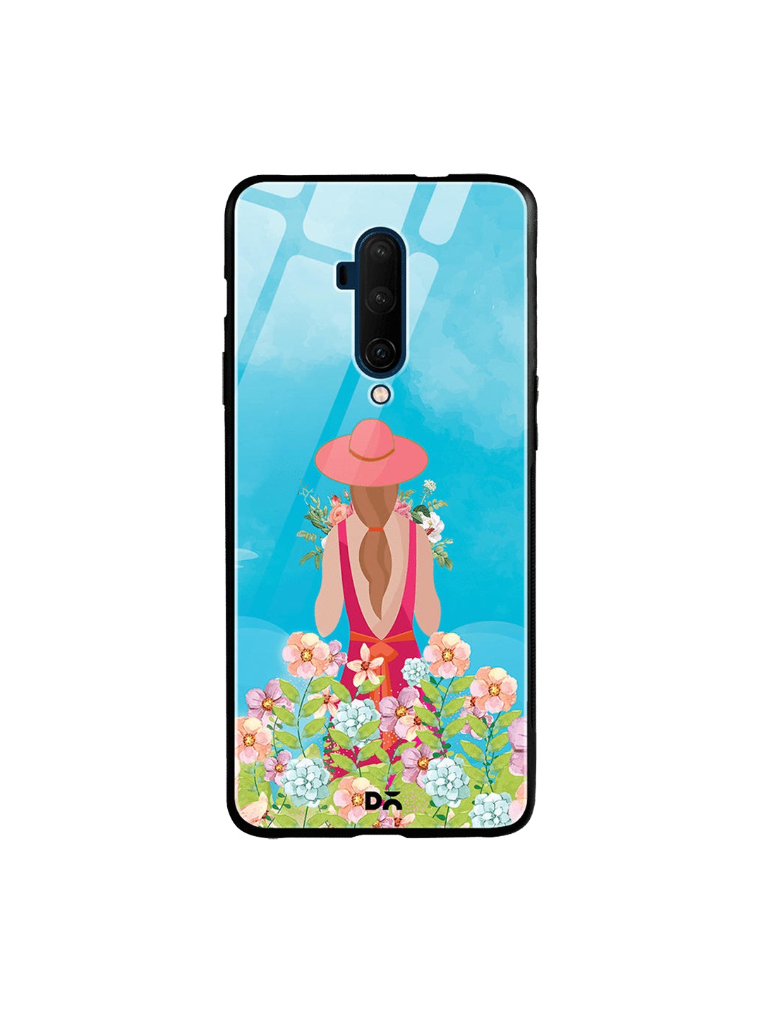 DailyObjects Blue & Pink Flowerland OnePlus 7T Pro Glass Case