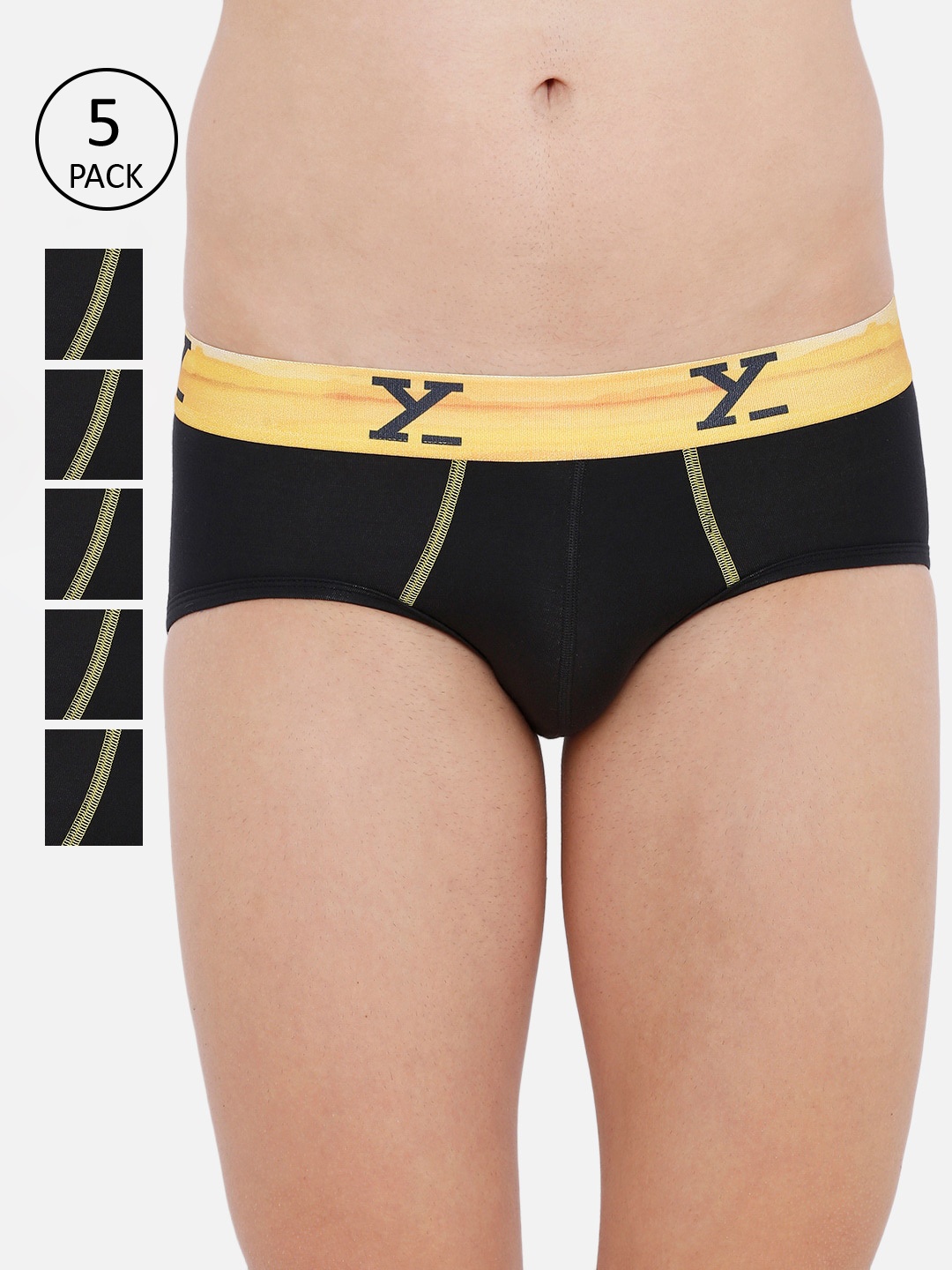XYXX Pack Of 5 Ultra Soft Antimicrobial Basic Briefs XYBRF5PCKN43, Black