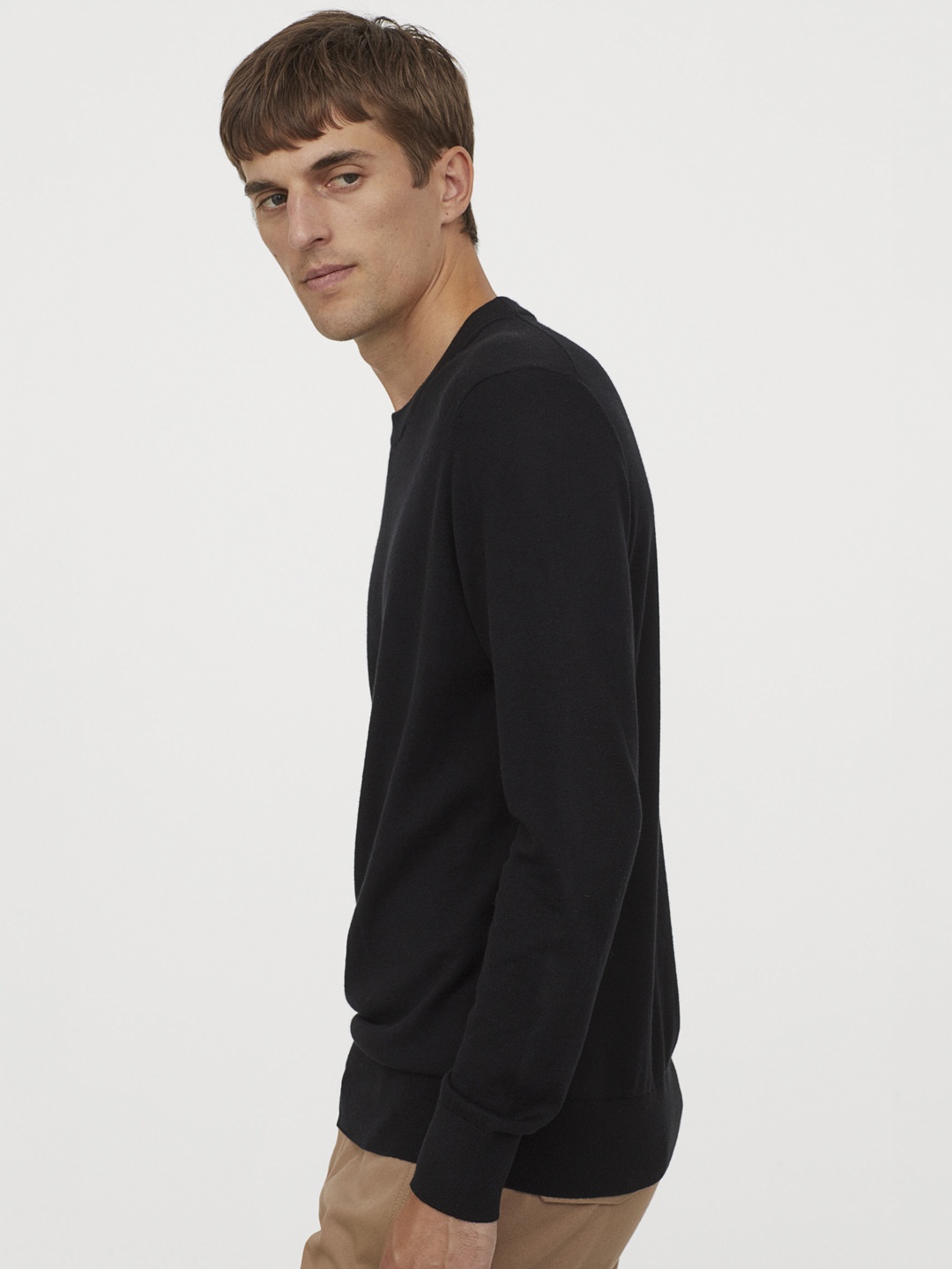 H&M Men Black Solid Cashmere-blend Jumper