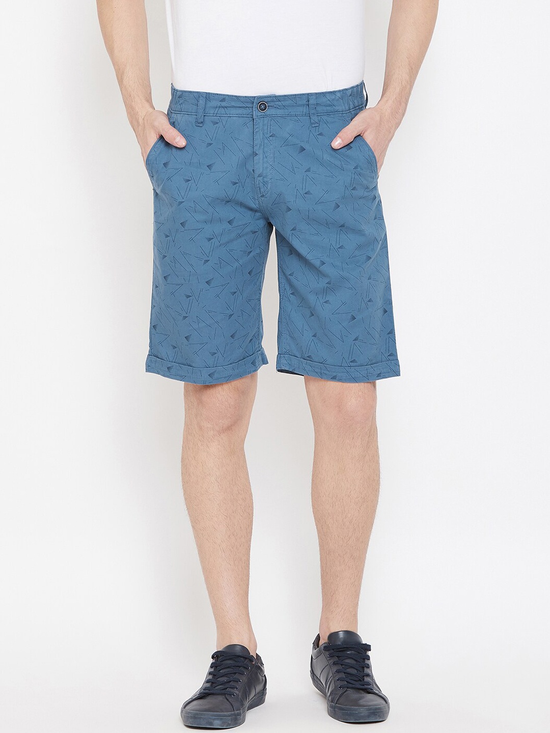 Crimsoune Club Men Blue Printed Slim Fit Regular Shorts