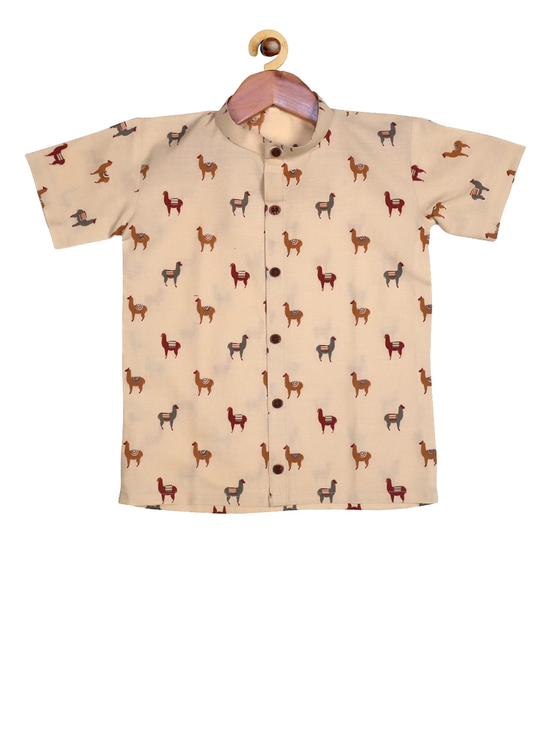 SOULFULLY INDIAN Boys Beige Regular Fit Printed Casual Shirt