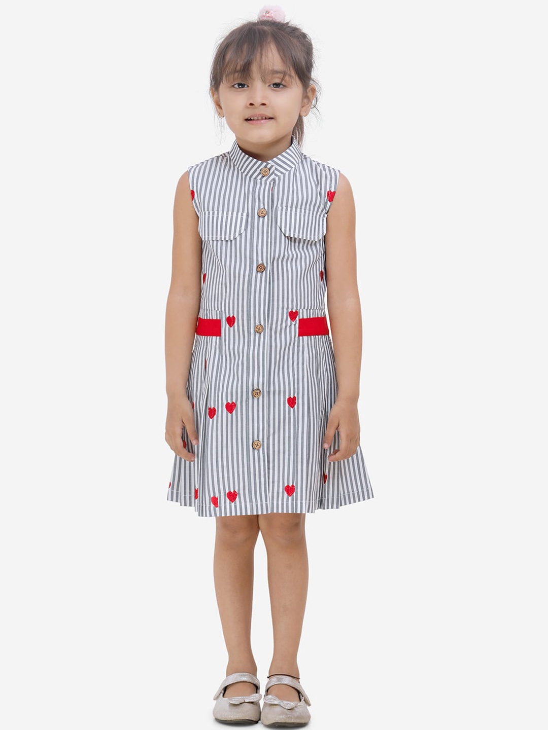 Fairies Forever Girls Grey Striped Shirt Dress