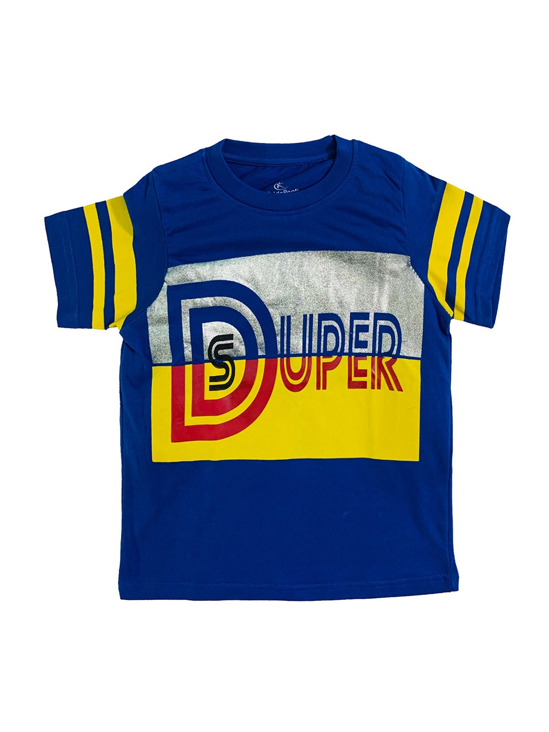 KiddoPanti Boys Blue Printed Round Neck Pure Cotton T-shirt