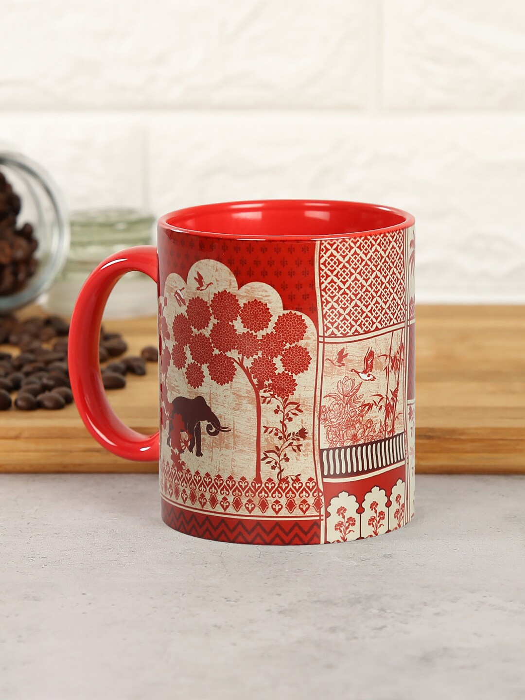 India Circus by Krsnaa Mehta Red & Beige Royal Blinders Coffee Mug