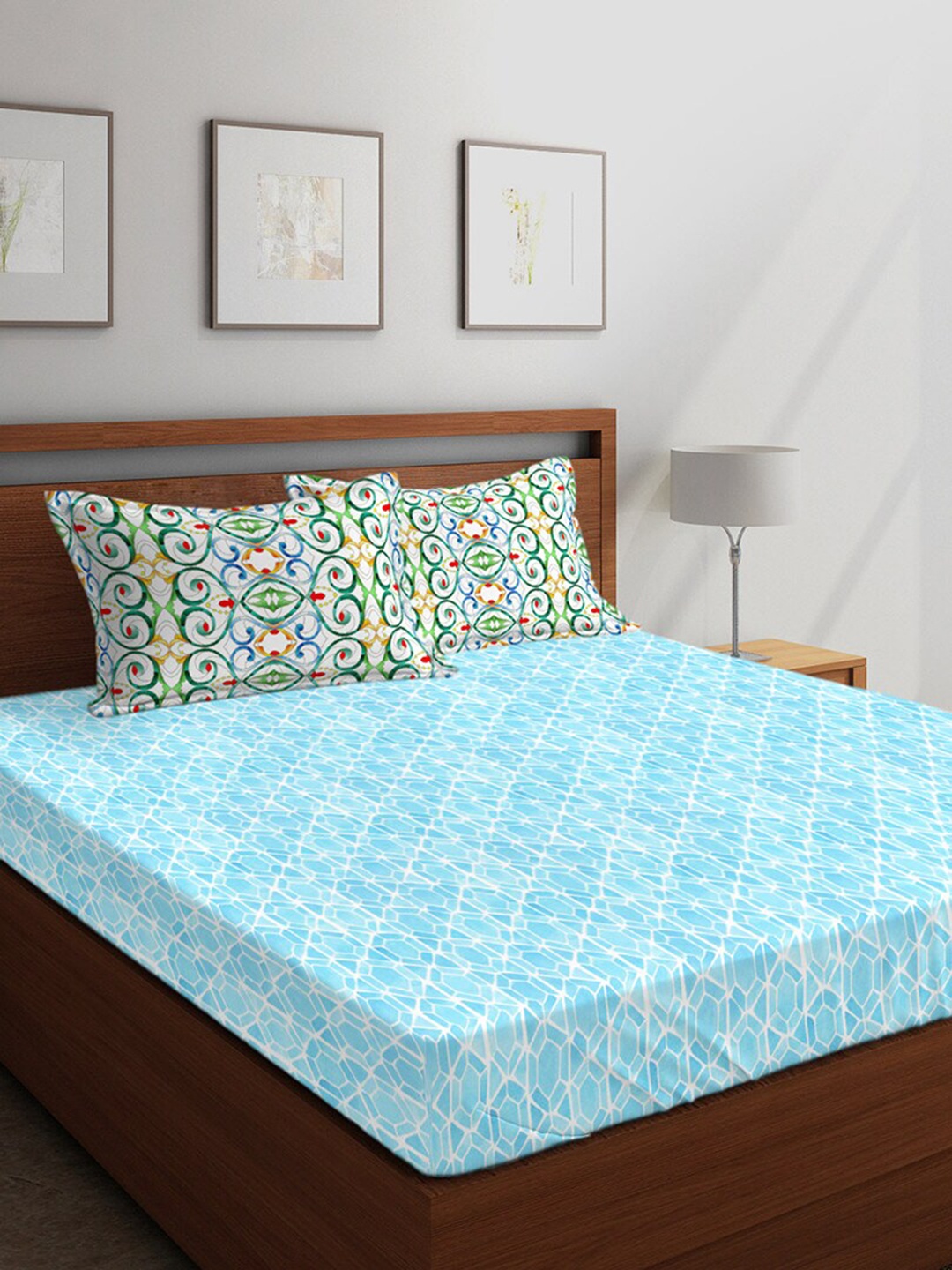 Boutique Living India Blue & White Geometric 300 TC Cotton 1 King Bedsheet with 2 Pillow Covers
Boutique Living India Blue & White Geometric 300 TC Cotton 1 King Bedsheet with 2 Pillow Covers