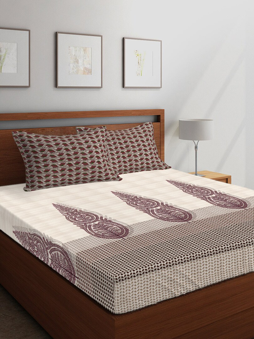 Boutique Living India Beige & Maroon Ethnic Motifs 300 TC Cotton 1 King Bedsheet with 2 Pillow Covers
Boutique Living India Beige & Maroon Ethnic Motifs 300 TC Cotton 1 King Bedsheet with 2 Pillow Covers