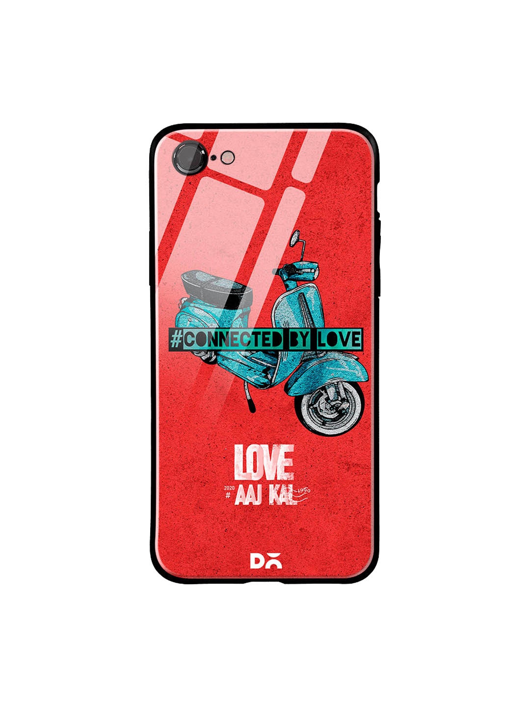 DailyObjects Red & Blue Love Scooter iPhone 8 Glass Case