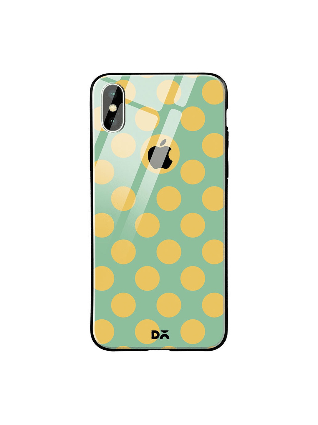 DailyObjects Green & Yellow Polka iPhone XS Glass Case
