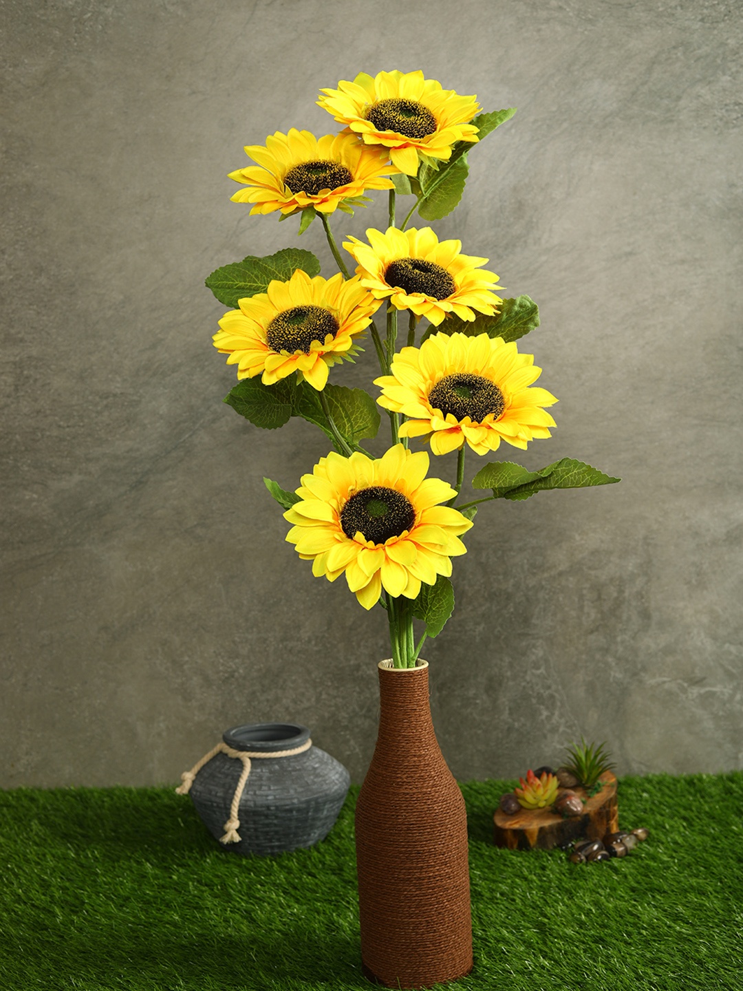 PolliNation Set Of 2 Yellow & Green Decorative Artificial Sunflower Stems