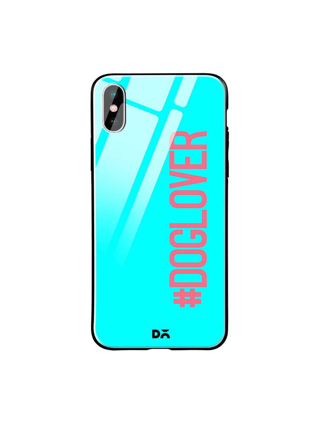 DailyObjects Turquoise Blue & Pink Dog Lover iPhone X Glass Case