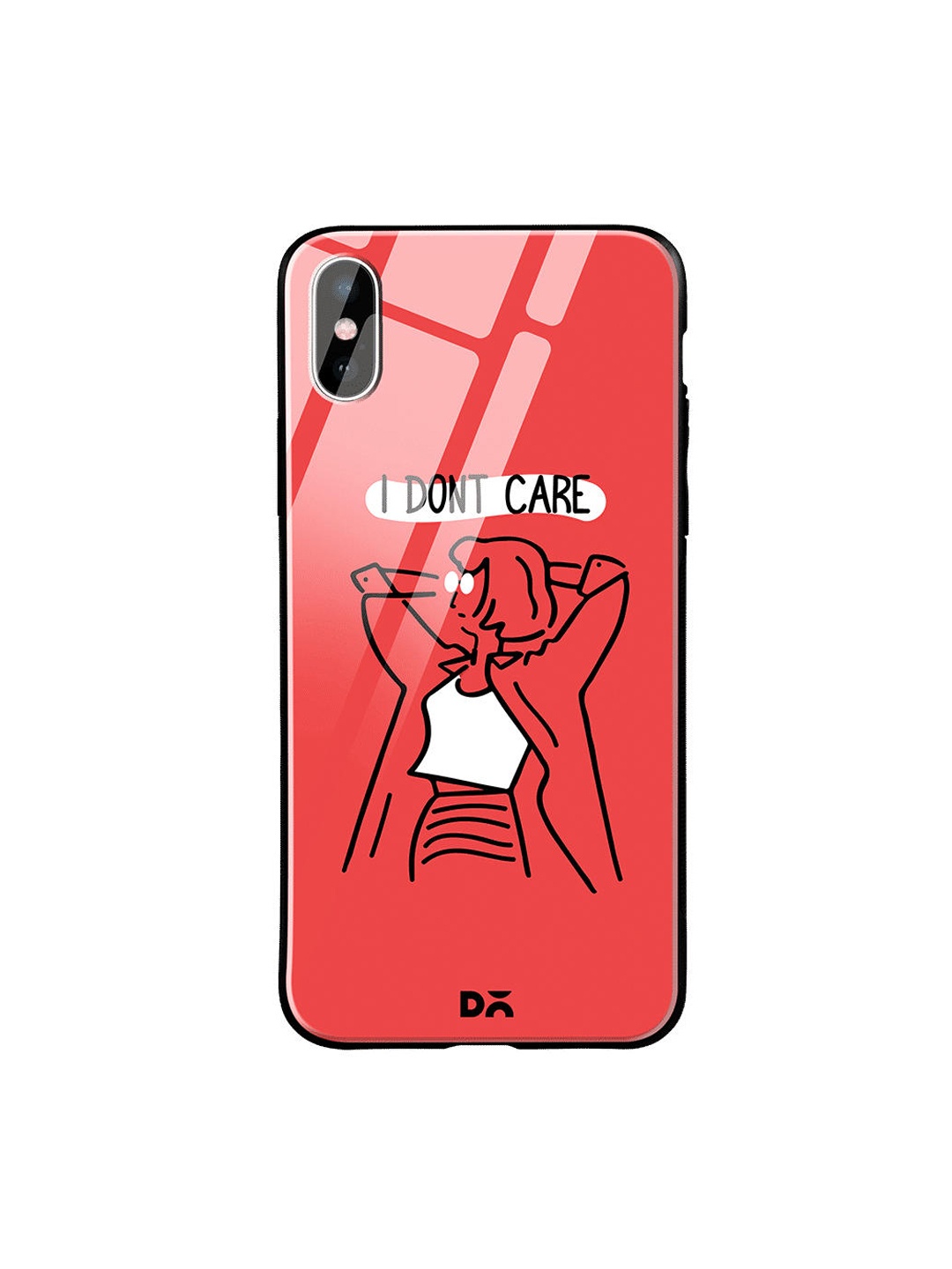DailyObjects Red & White I Don't Care iPhone XS Max Glass Cover