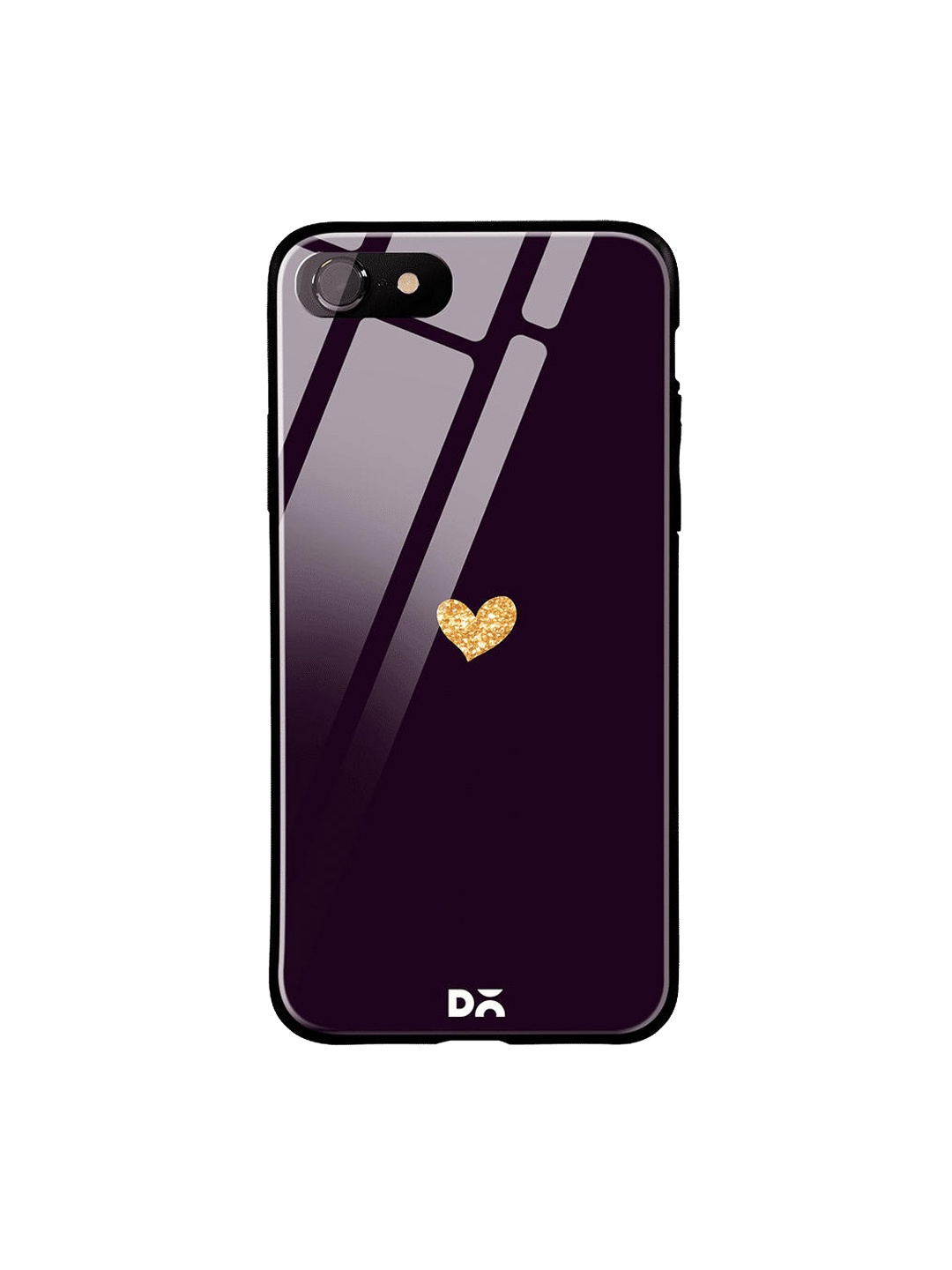 DailyObjects Purple & Beige Sparkle Heart Plum iPhone 8 Glass Case