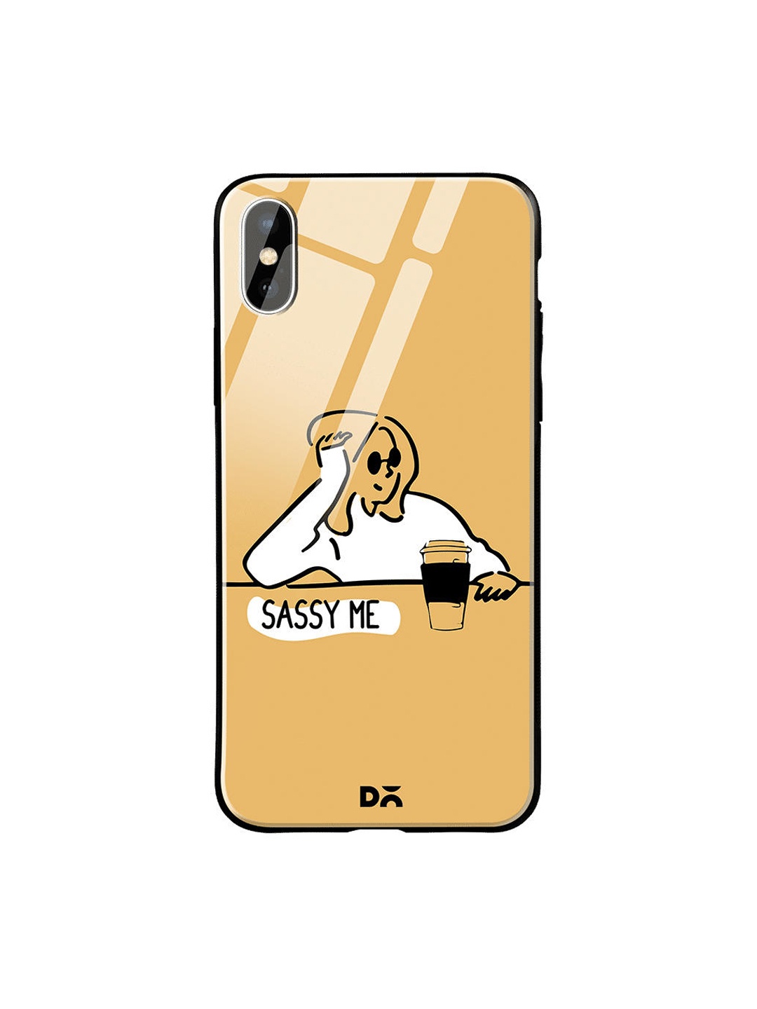 DailyObjects Mustard Yellow & White Sassy Me iPhone XS Glass Case