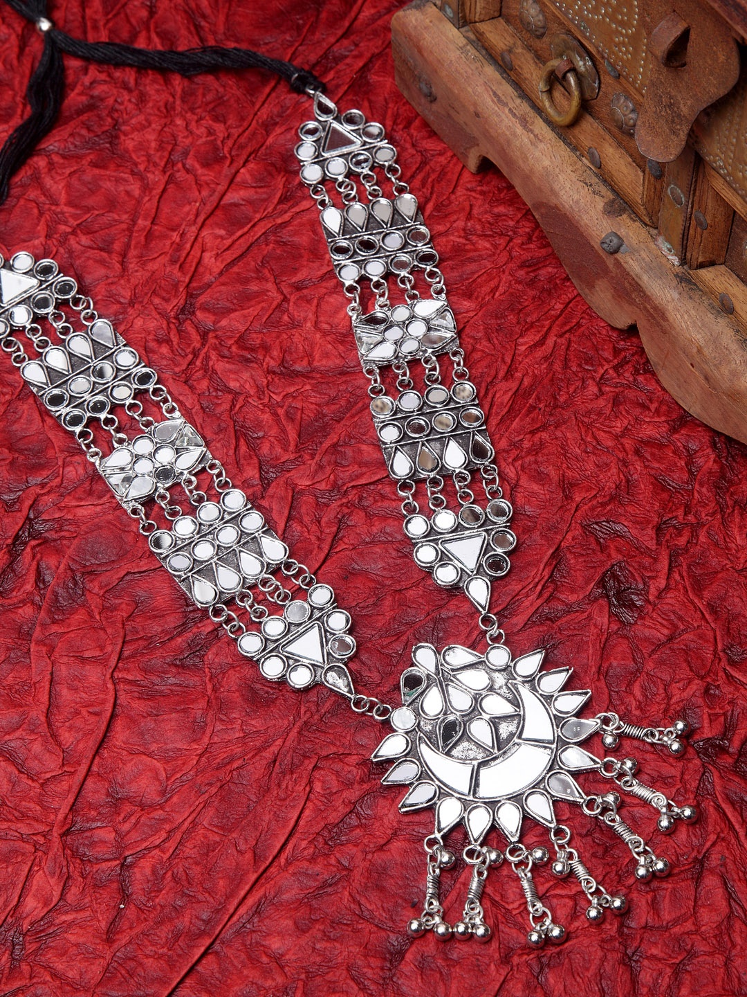 Moedbuille German Silver Brass-Plated Mirror Necklace