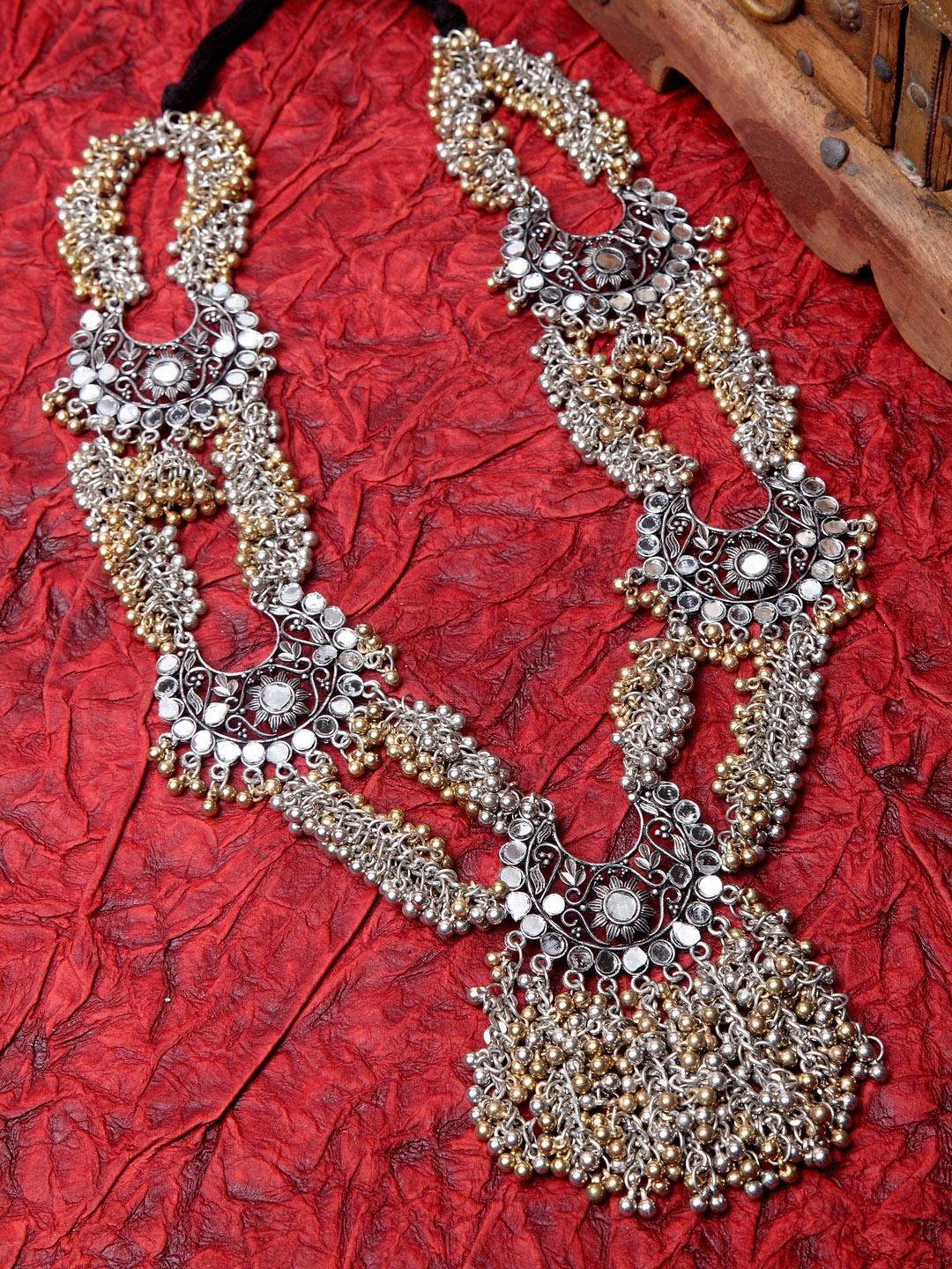 Moedbuille Gold Plated Handcrafted Mirror Layered Necklace