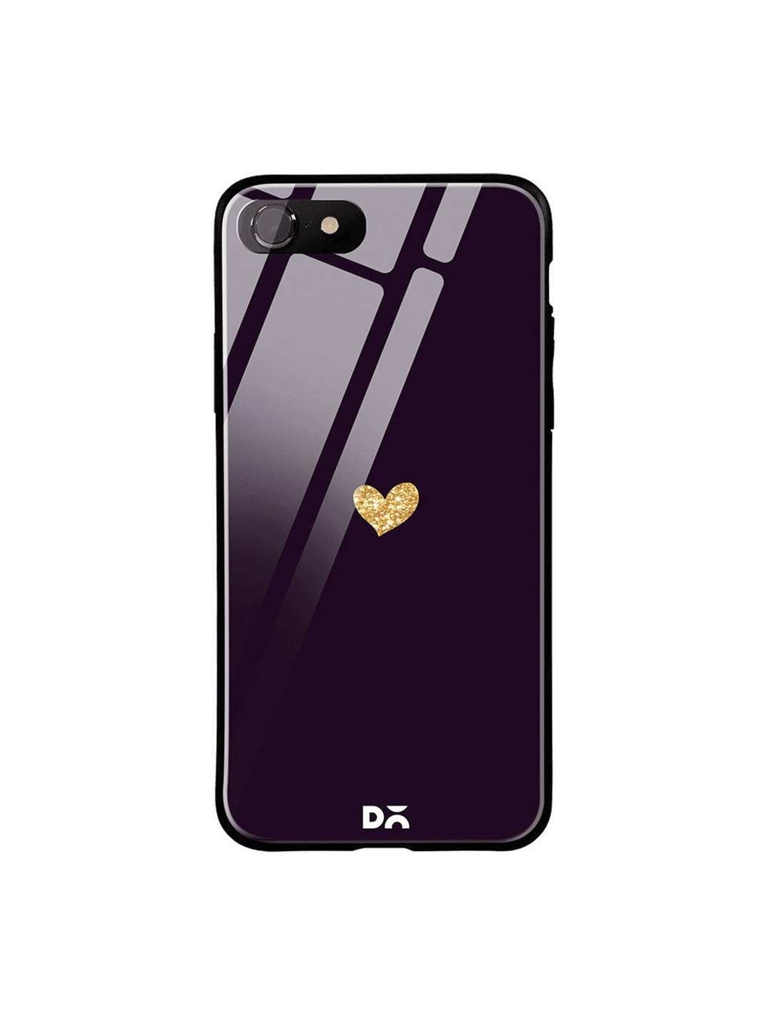 DailyObjects Purple & Gold-Toned Sparkle Heart iPhone 7 Glass Cover