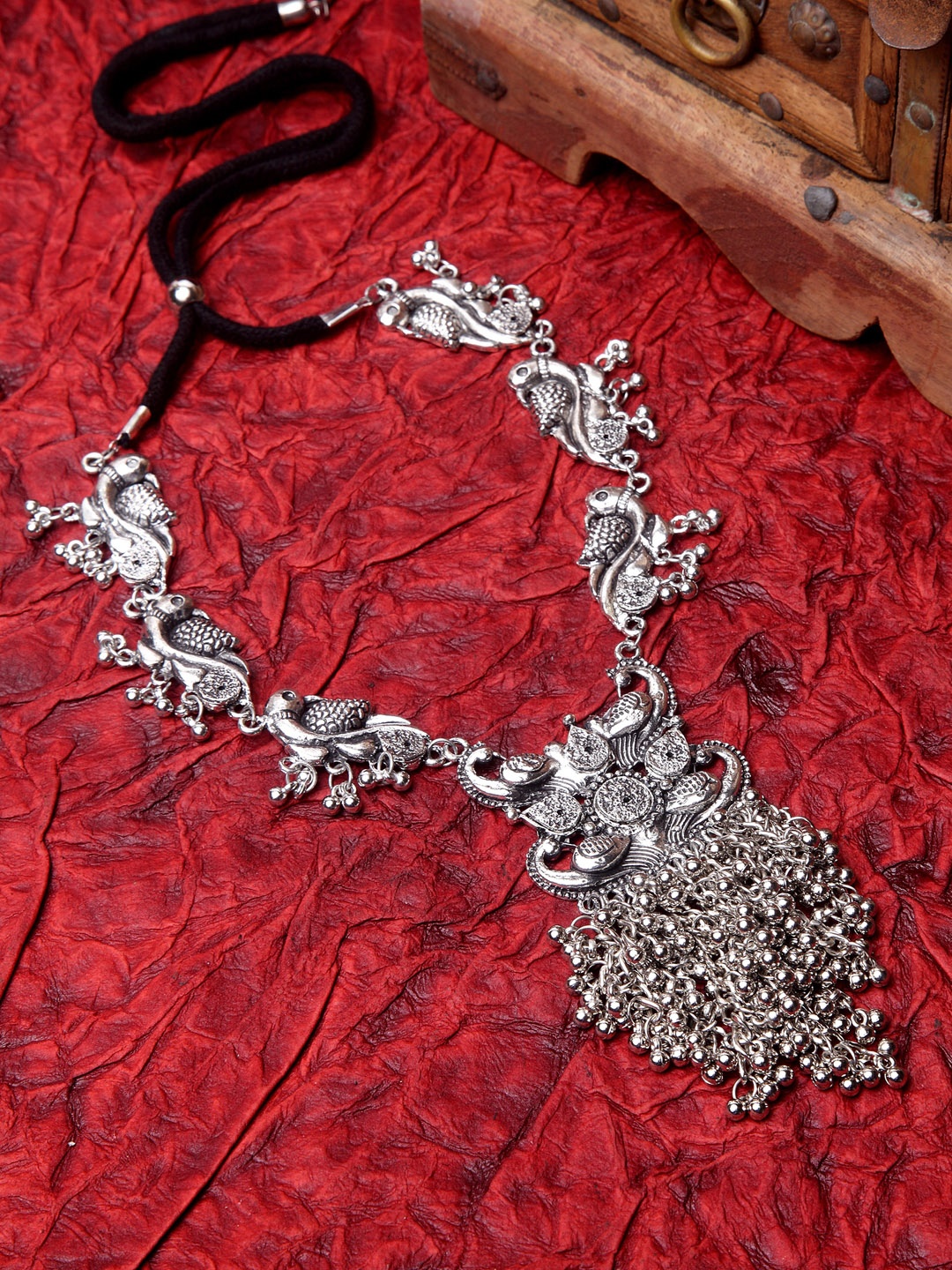 Moedbuille German Silver Handcrafted Tasselled Afghan Necklace