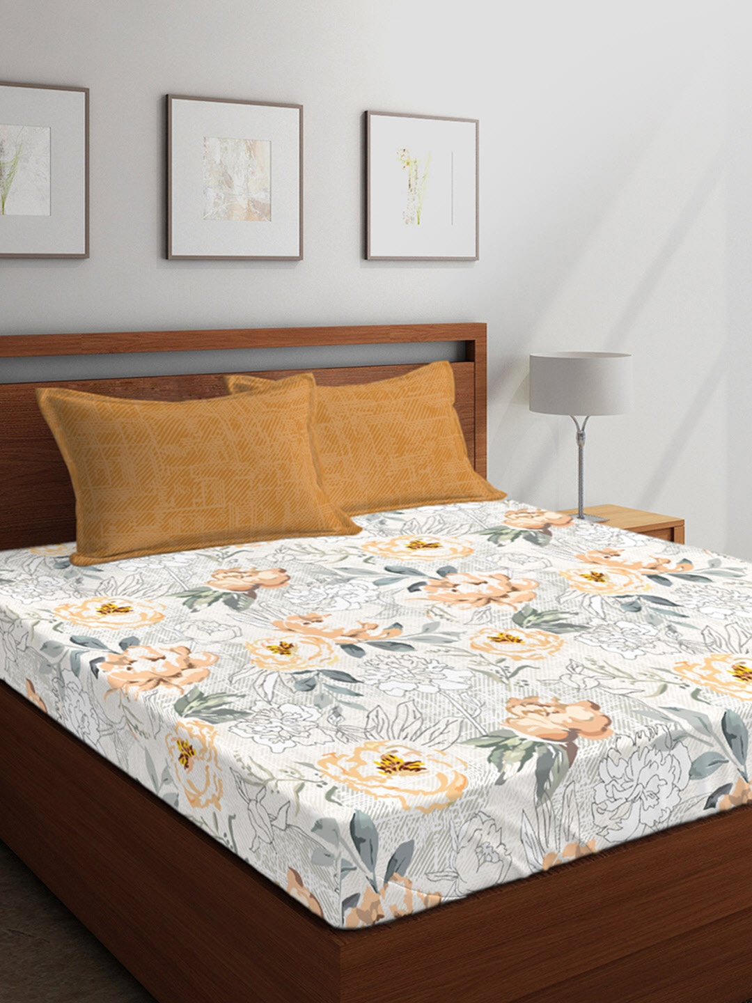 Boutique Living India White & Grey Floral 300 TC Cotton 1 Queen Bedsheet with 2 Pillow Covers
Boutique Living India White & Grey Floral 300 TC Cotton 1 Queen Bedsheet with 2 Pillow Covers