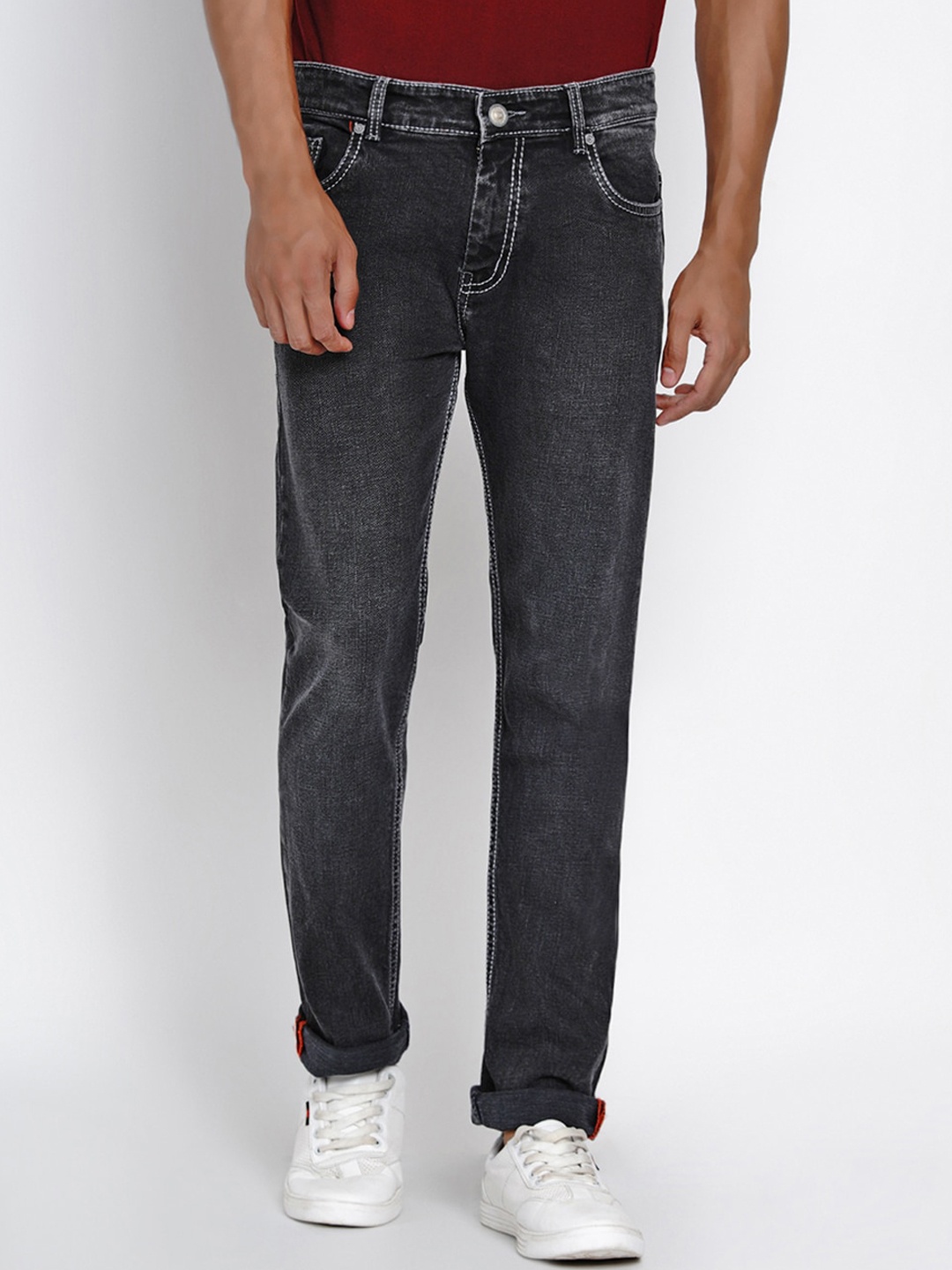 Dais Men Grey Slim Fit Mid-Rise Clean Look Stretchable Jeans