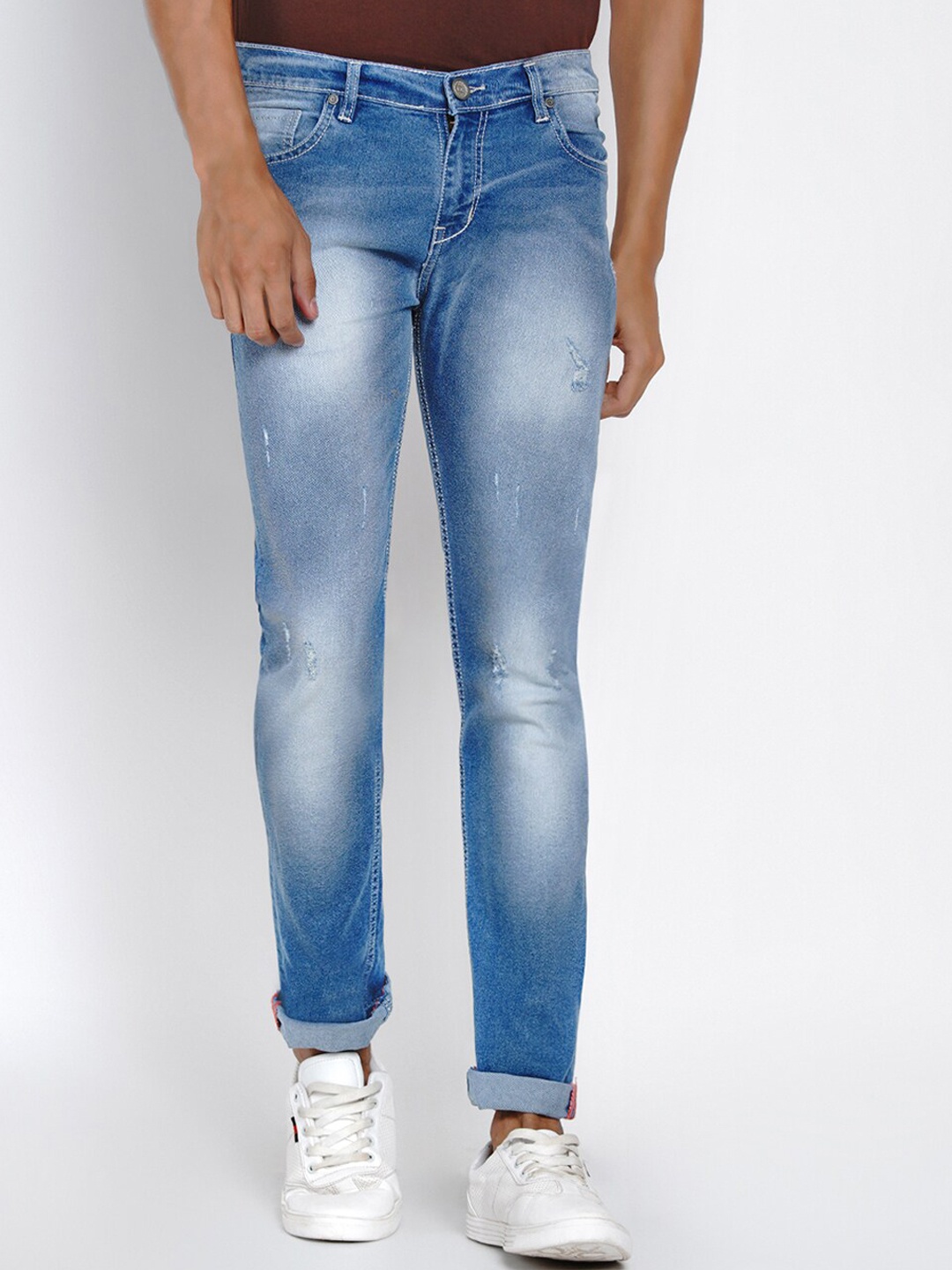 Dais Men Blue Slim Fit Mid-Rise Mildly Distressed Stretchable Jeans