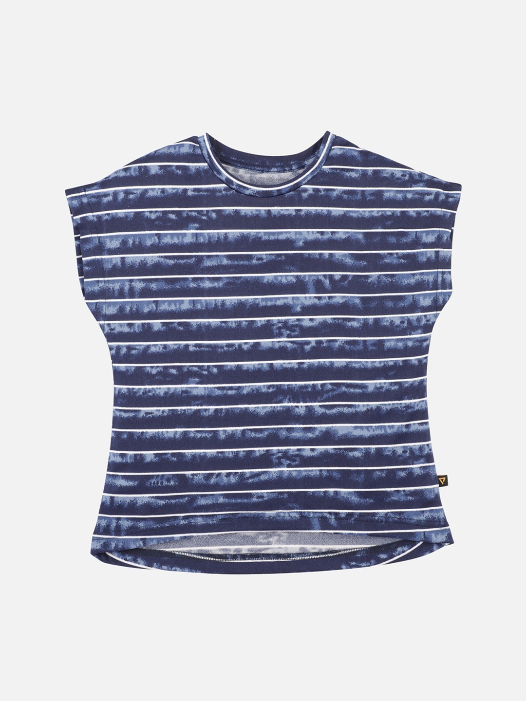 PROTEENS Girls Blue Striped Round Neck T-shirt