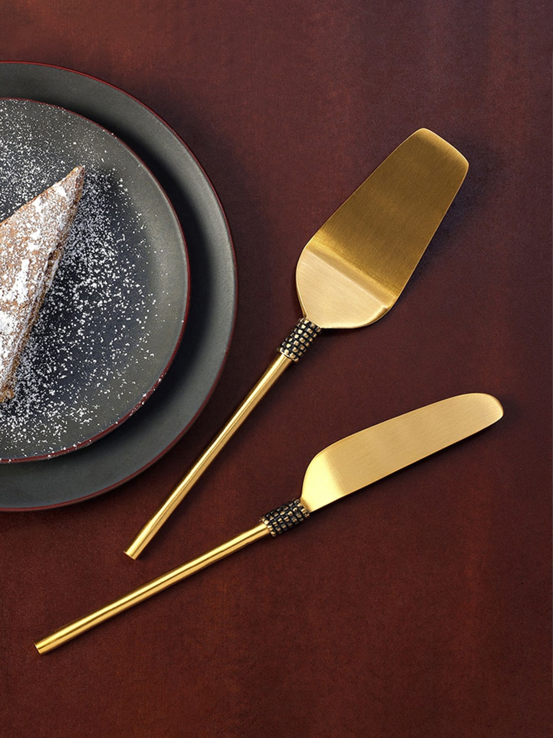 ellementry Set Of 2 Cake Servers, Gold