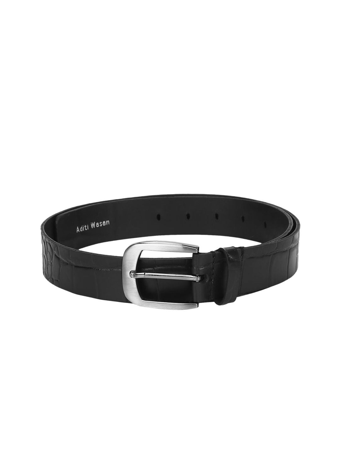 Aditi Wasan Men Black Textured Leather Belt