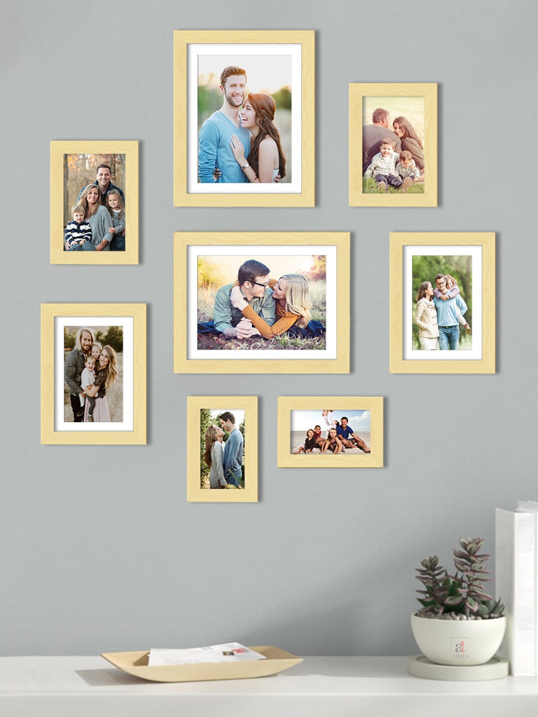 Art Street Set Of 8 Beige Solid Individual Wall Photo Frames