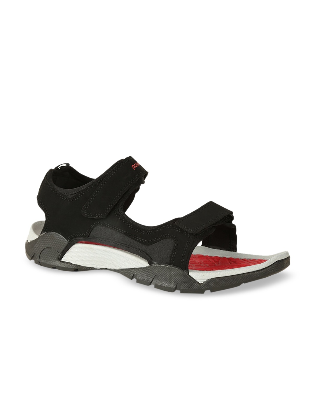Power Men Black & Red Solid Sports Sandals