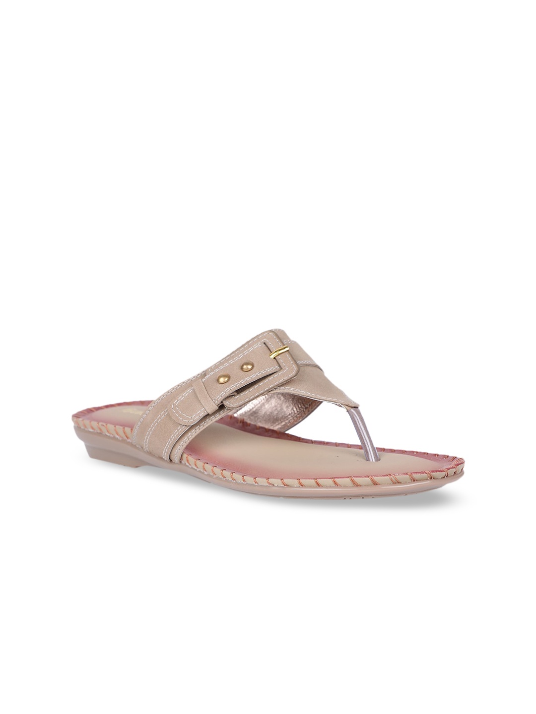Bata Women Beige Solid PU Open Toe Flats