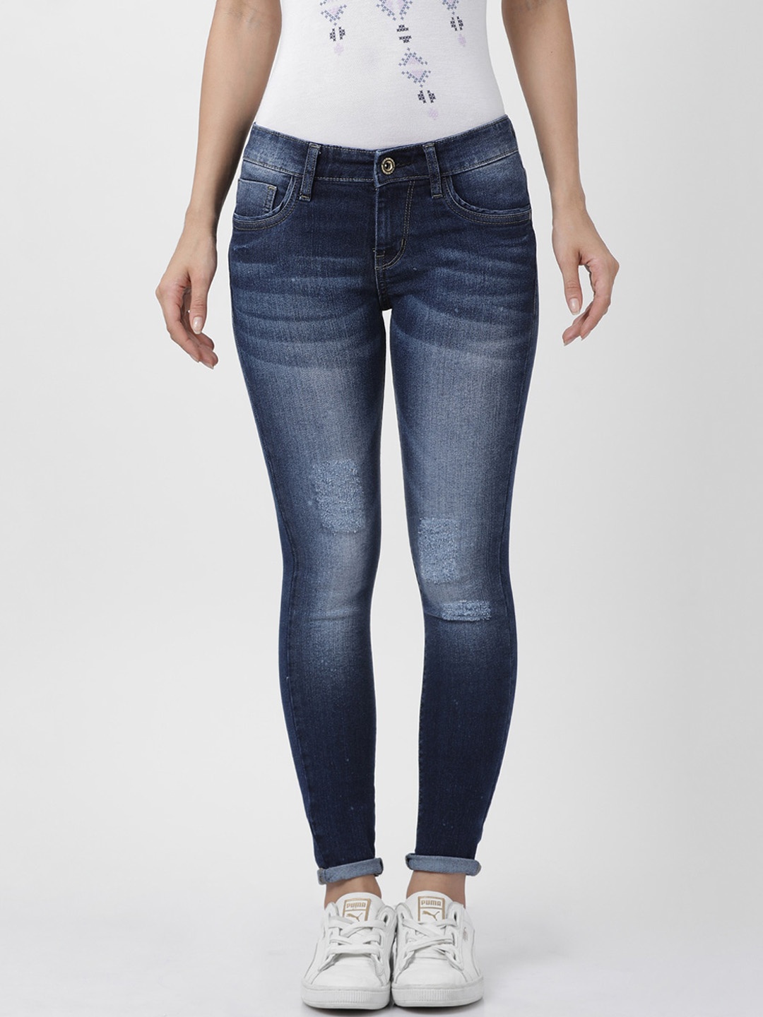 Llak Jeans Women Navy Blue Skinny Fit Mid-Rise Clean Look Jeans