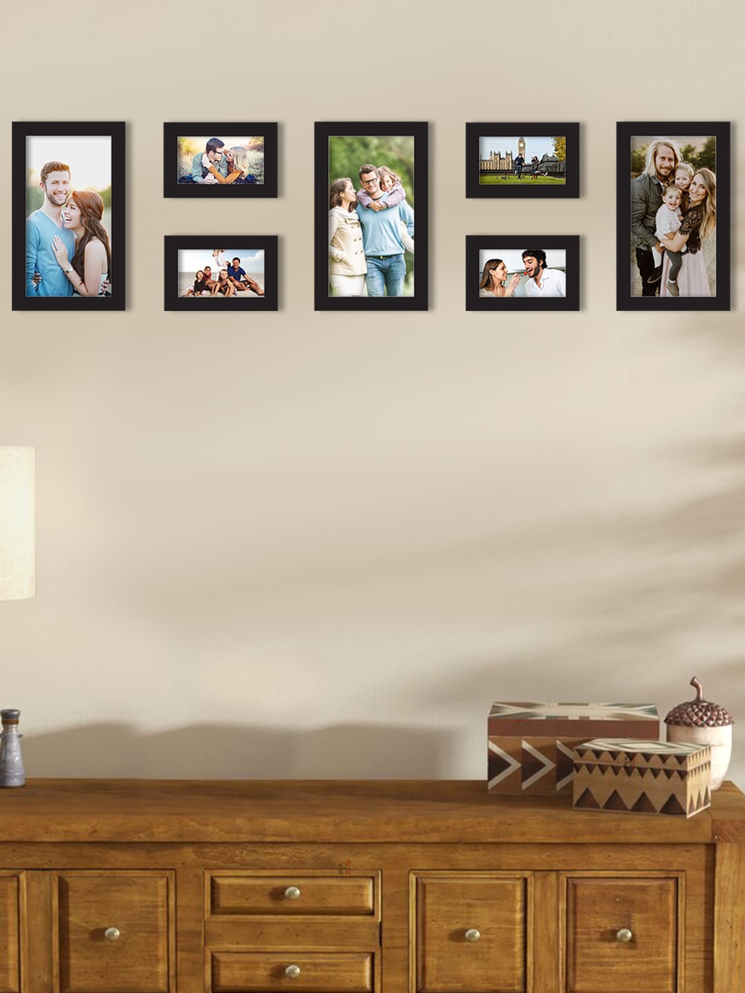 Art Street Set Of 7 Black Solid Individual Wall Photo Frames