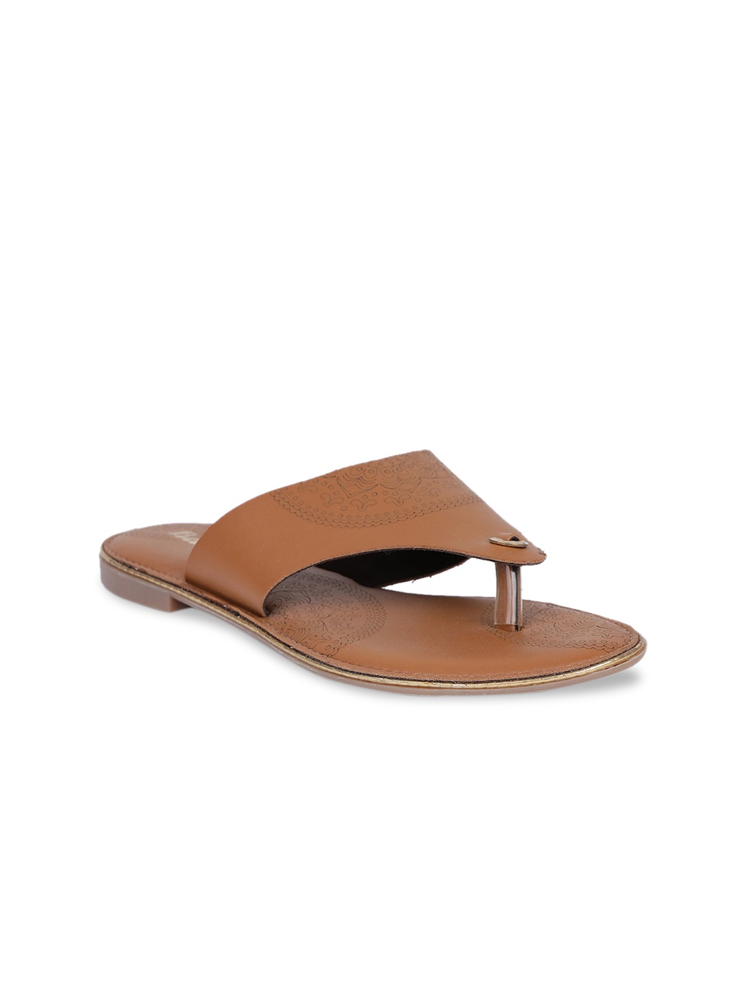 Bata Women Tan Solid PU Open Toe Flats