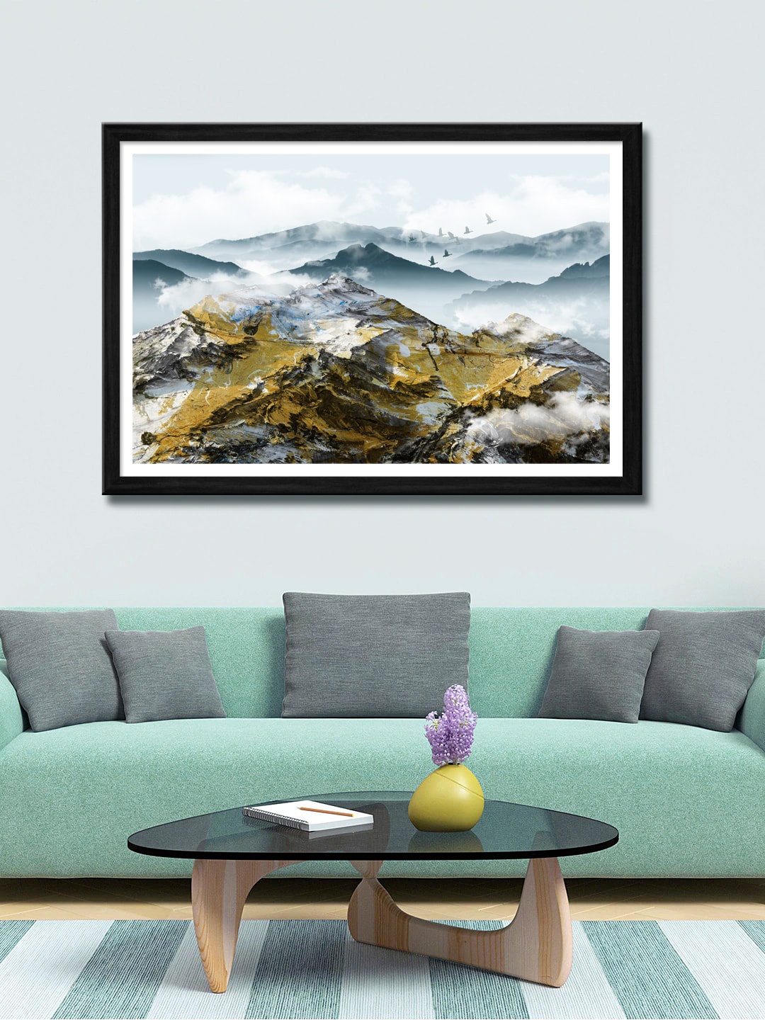 999Store White & Grey Mountain Canvas Painting Wall Art