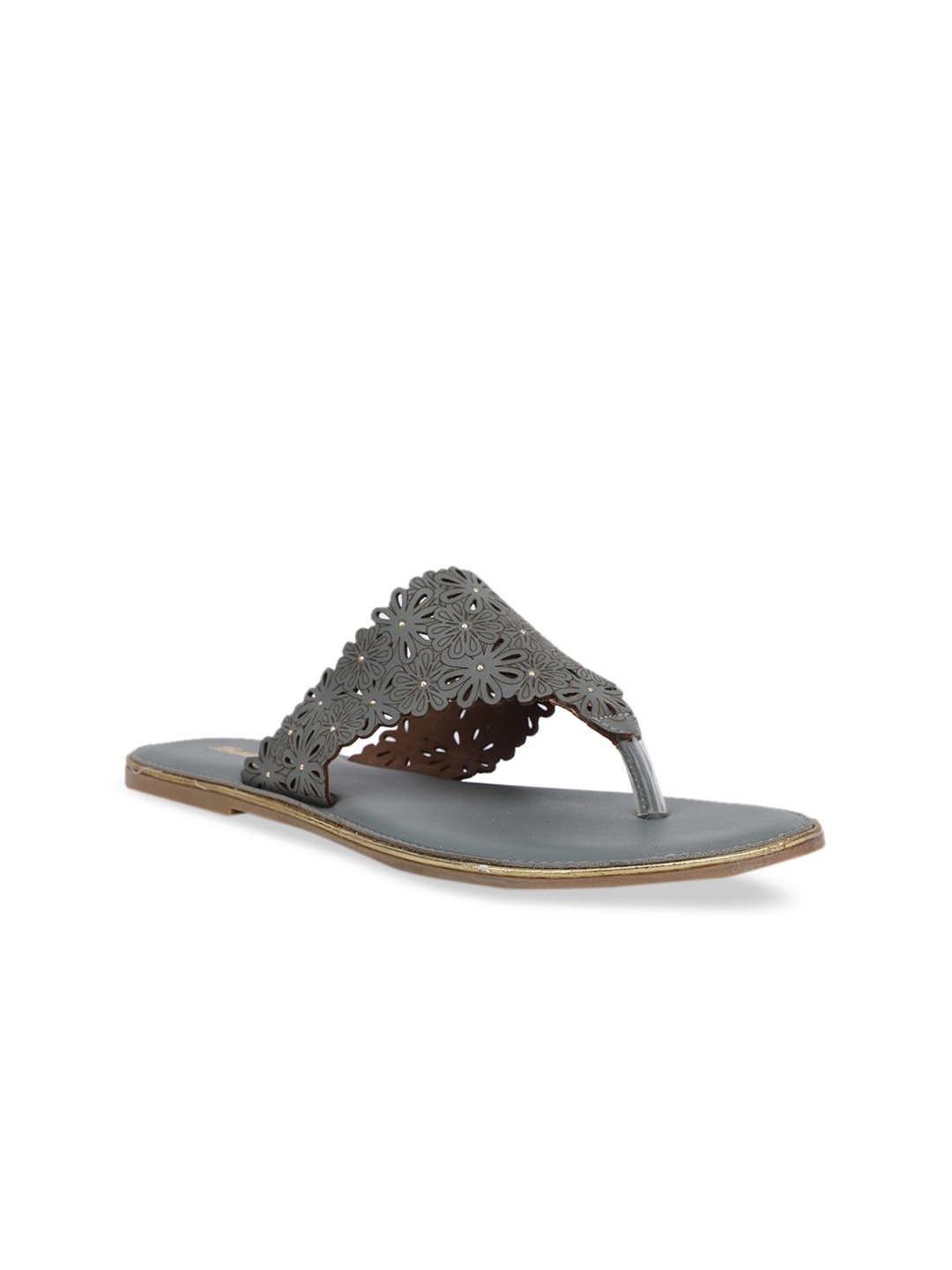 Bata Women Grey Textured Open Toe Flats