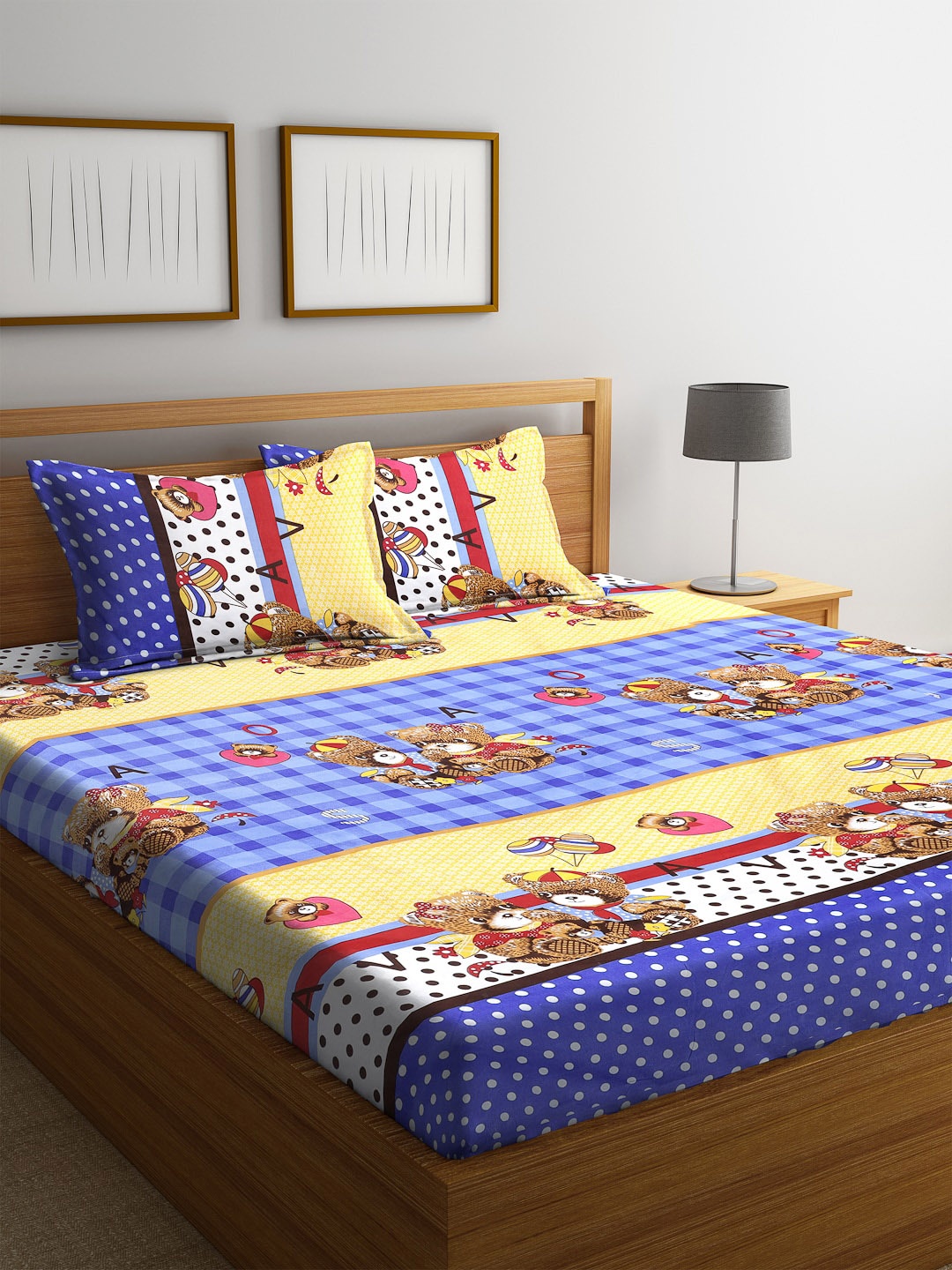 ROMEE Blue & Yellow Cartoon Characters 144 TC Cotton 1 Queen Bedsheet with 2 Pillow Covers
ROMEE Blue & Yellow Cartoon Characters 144 TC Cotton 1 Queen Bedsheet with 2 Pillow Covers