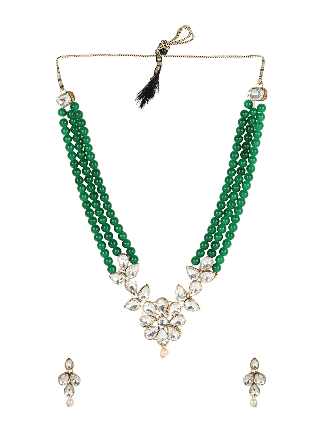 ANIKAS CREATION Gold-Plated Green & White Kundan-Studded Beaded Handcrafted Jewellery Set
ANIKAS CREATION Gold-Plated Green & White Kundan-Studded Beaded Handcrafted Jewellery Set