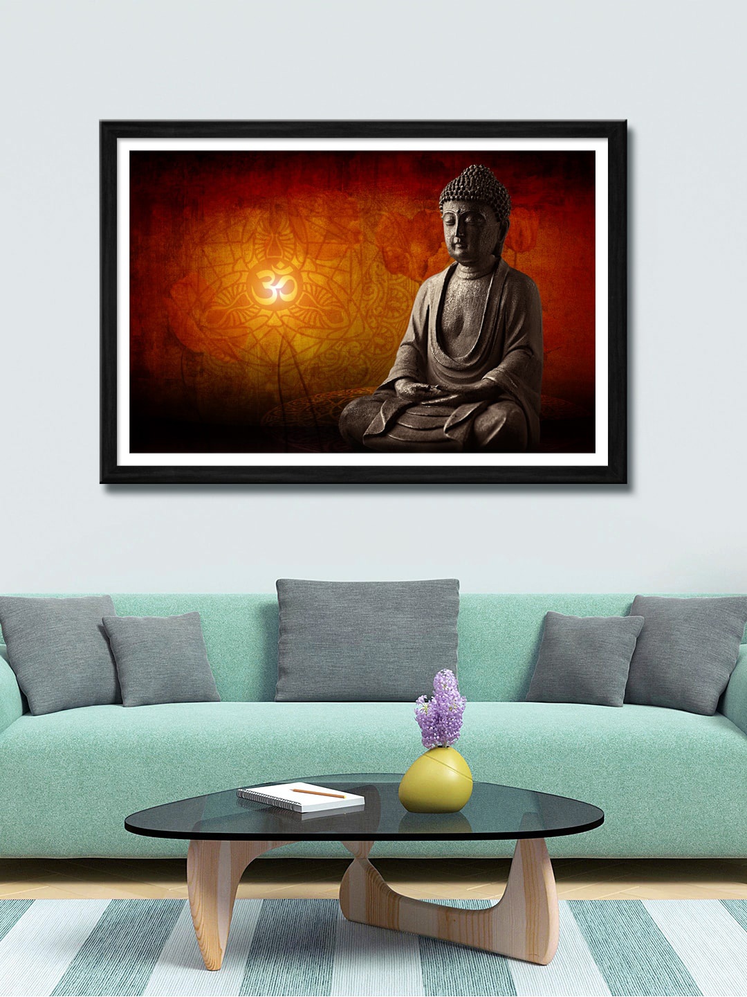 999Store Brown & Orange Lord Buddha Canvas Painting Wall Art