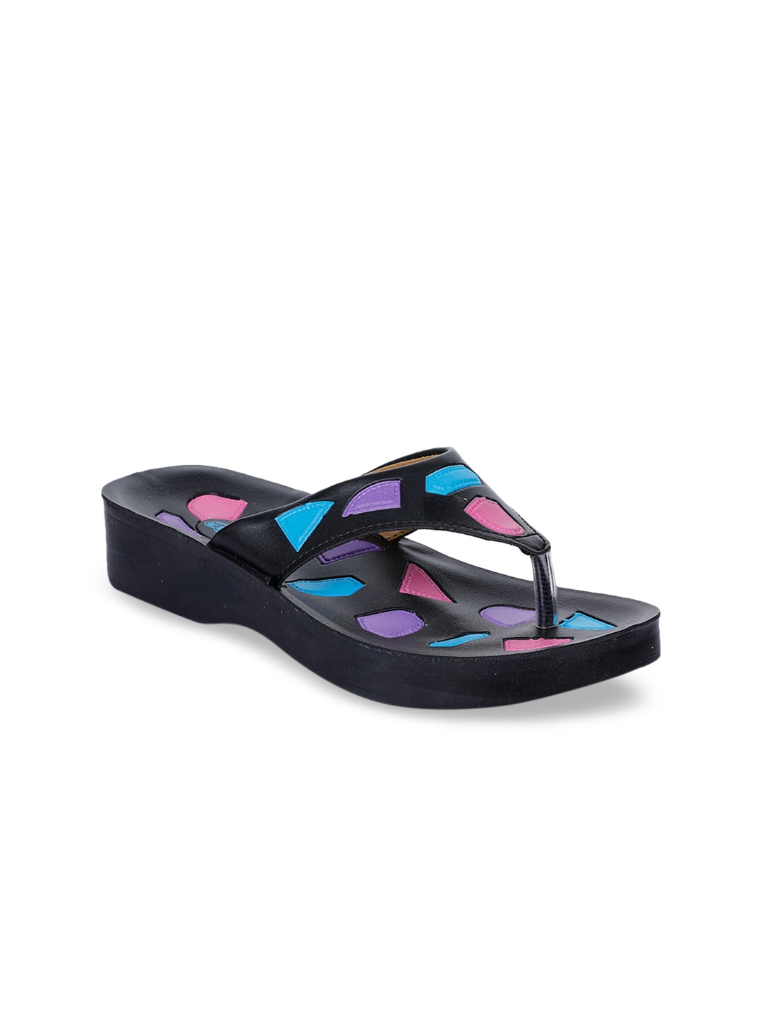 Liberty Women Black Solid Thong Flip-Flops