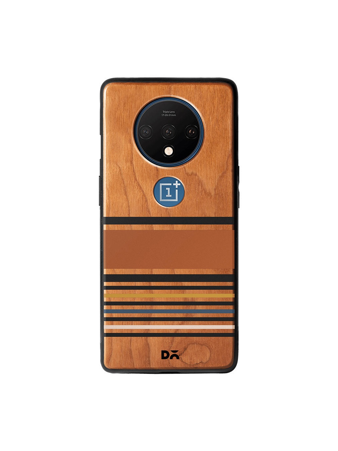 DailyObjects Brown & Black Horizontal Wooden OnePlus 7T Case
