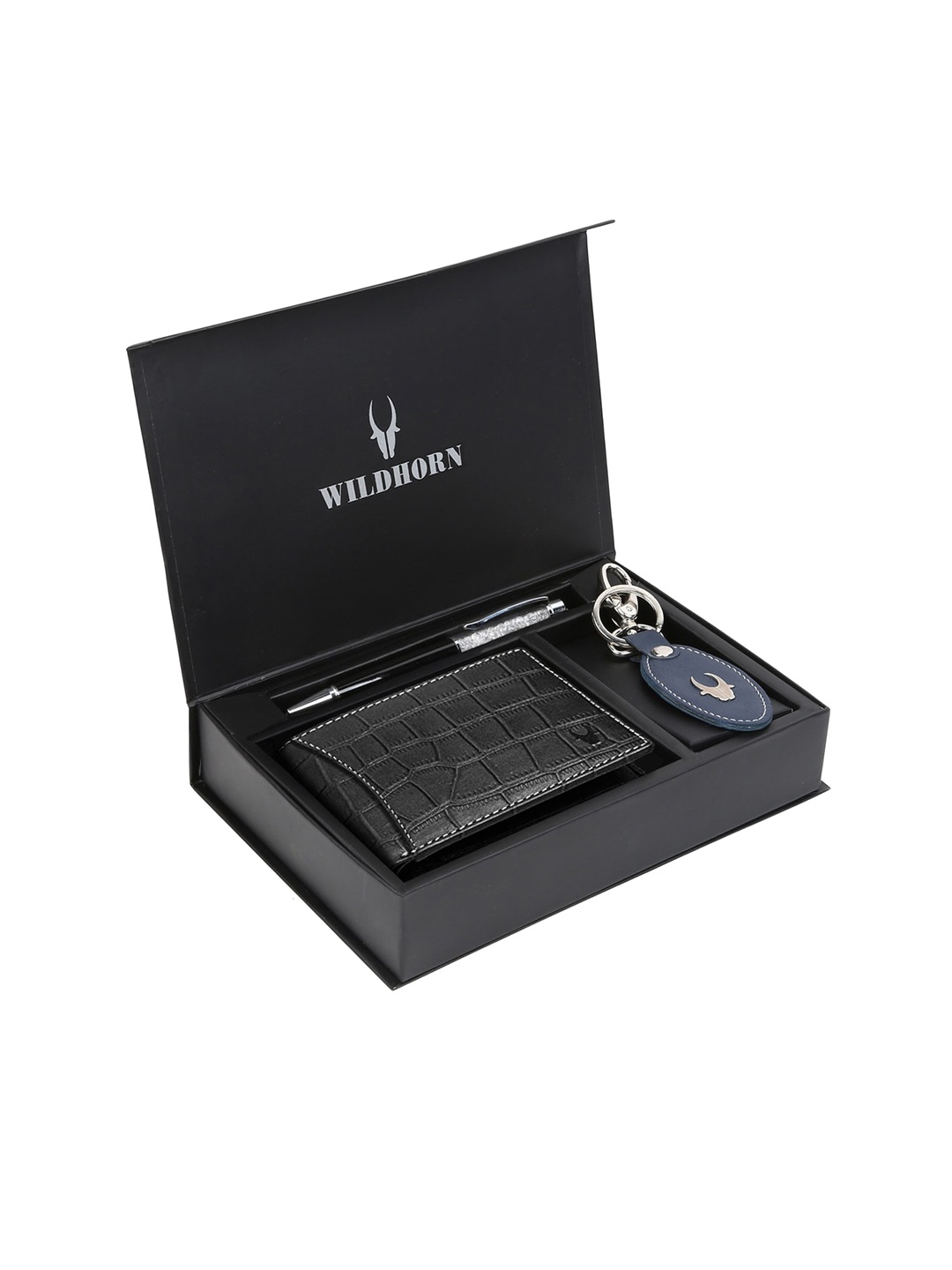 WildHorn Men Black & Blue RFID Protected Genuine Leather Wallet & Pen Accessory Gift Set
WildHorn Men Black & Blue RFID Protected Genuine Leather Wallet & Pen Accessory Gift Set