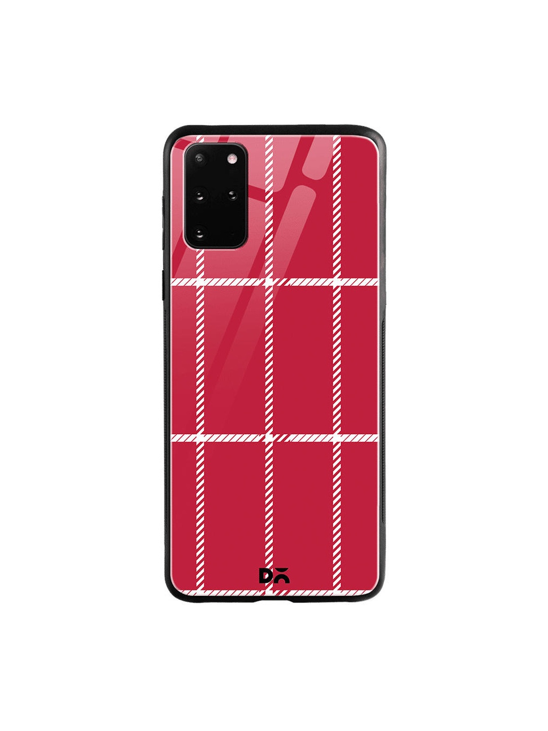 DailyObjects Red & White Rose Rope Checks Samsung Galaxy S20 Plus Shock Absorbent Glass Case